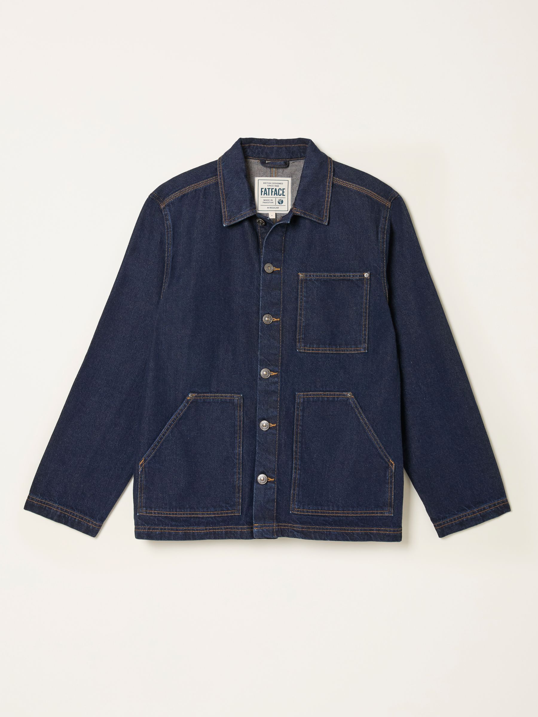 Dark Vintage Blue Denim Worker Jacket - Image 6 of 6