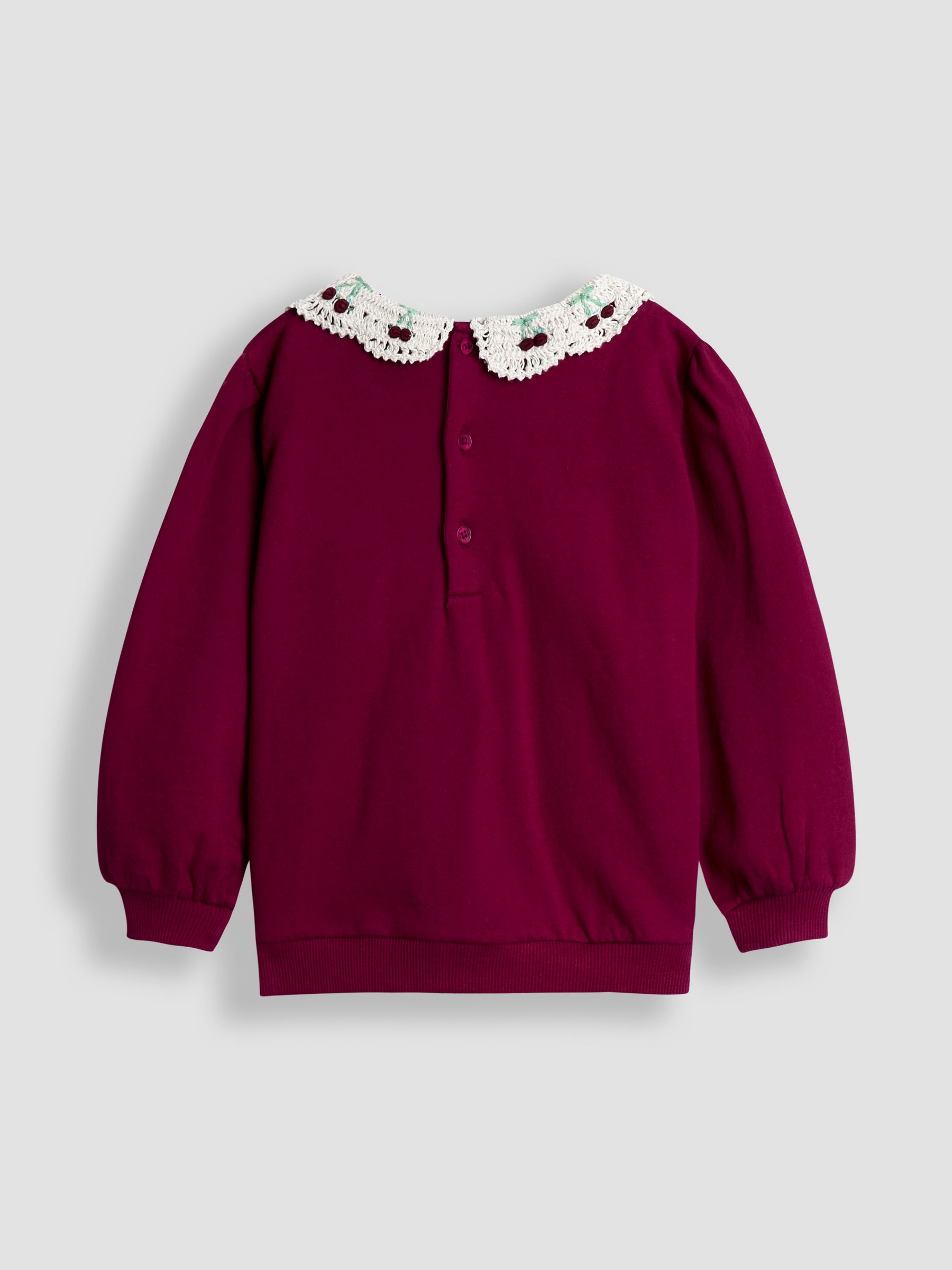 Berry Red Cherry Crochet Collar Sweatshirt & Legging Set | JoJo