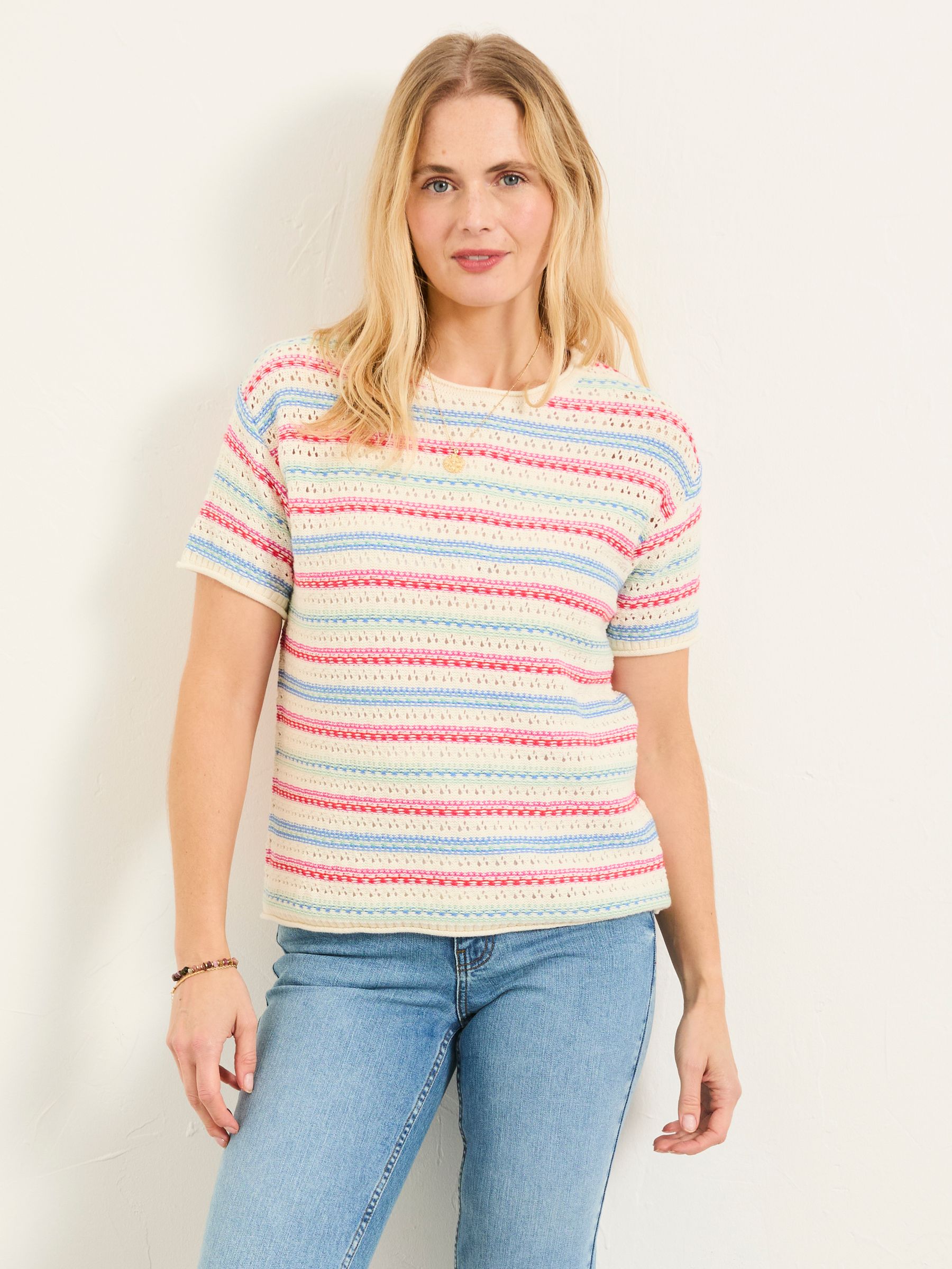 Flora Ivory Stripe Knitted Top - Image 1 of 5