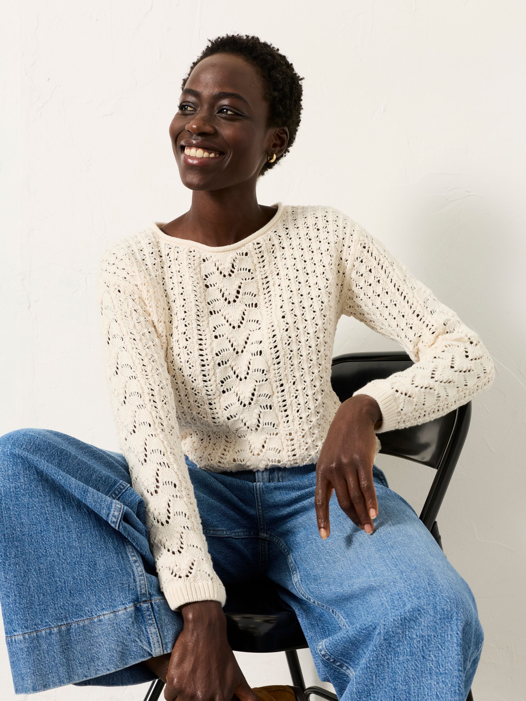 Cameron Ivory Knitted Textured Jumper - Image 1 of 7