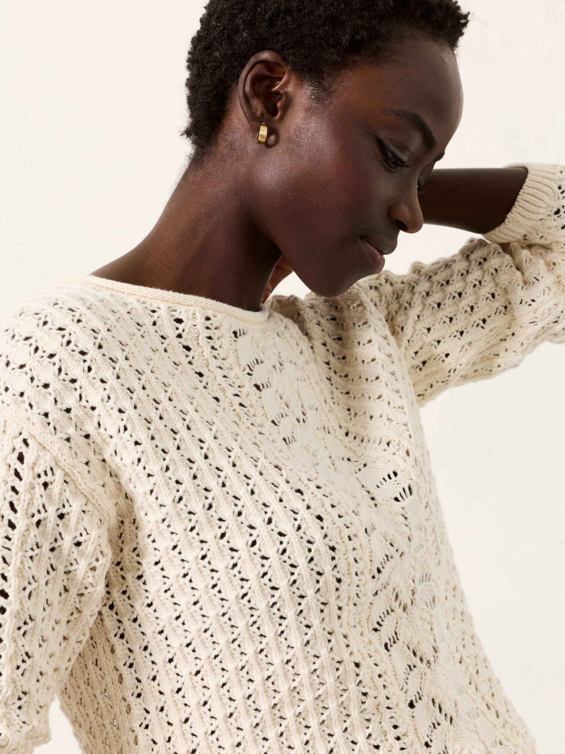Cameron Ivory Knitted Textured Jumper - Image 5 of 7