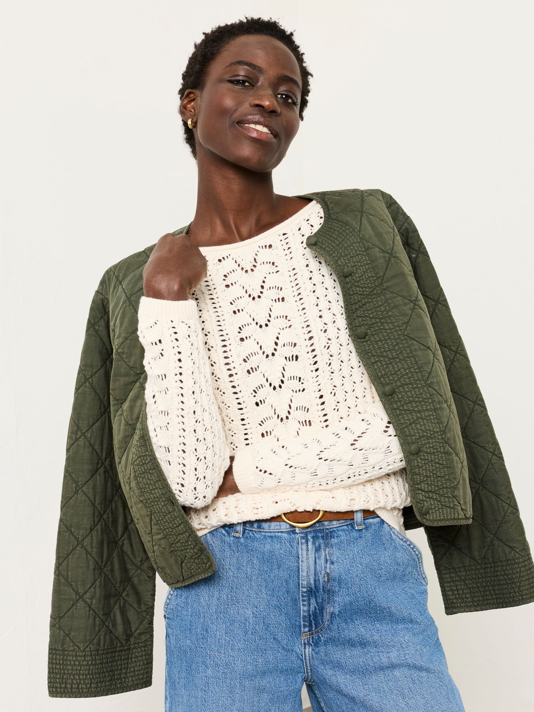 Cameron Ivory Knitted Textured Jumper - Image 6 of 7