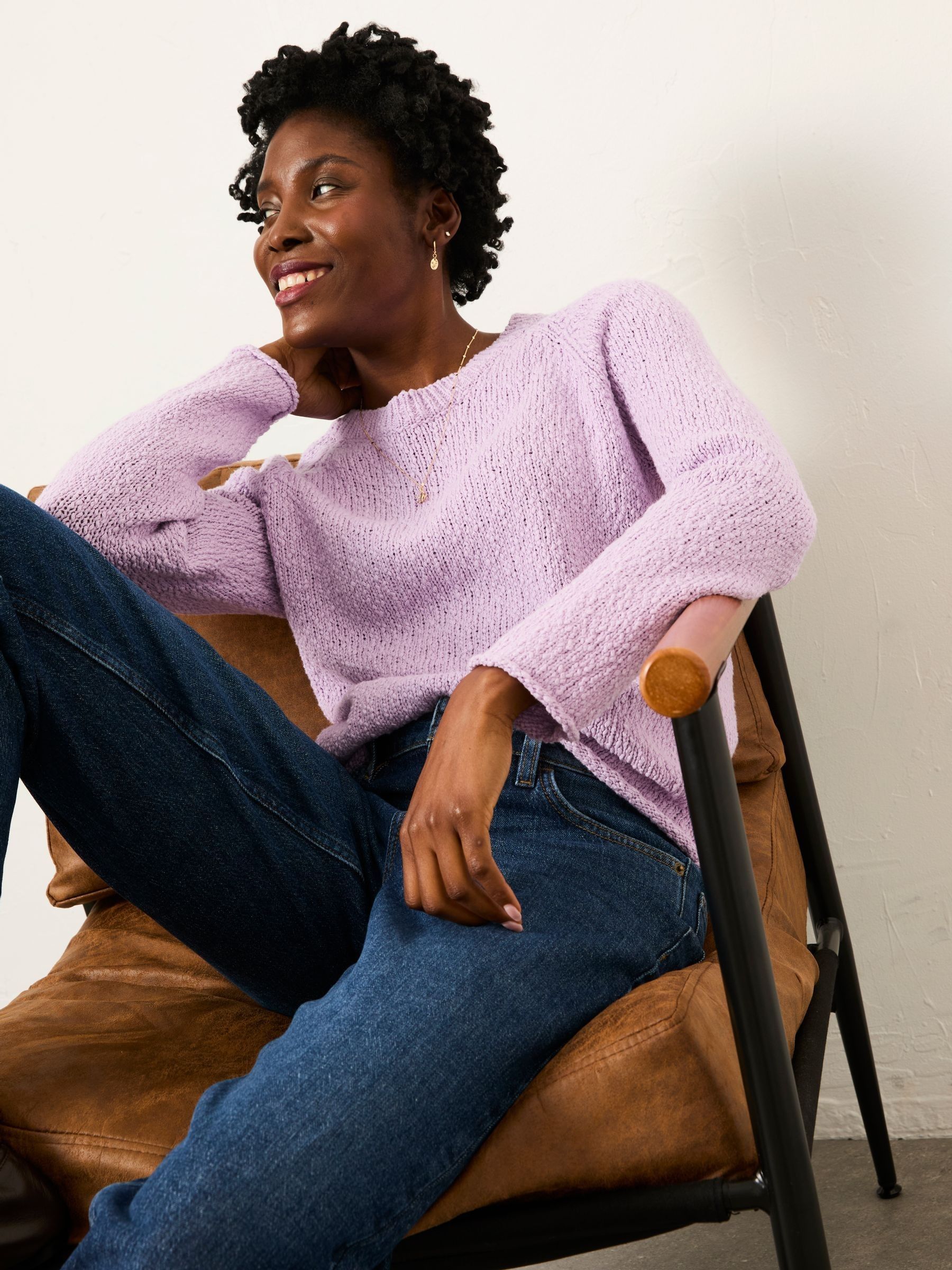 Sophia Lilac Purple Knitted Slub Jumper - Image 5 of 6