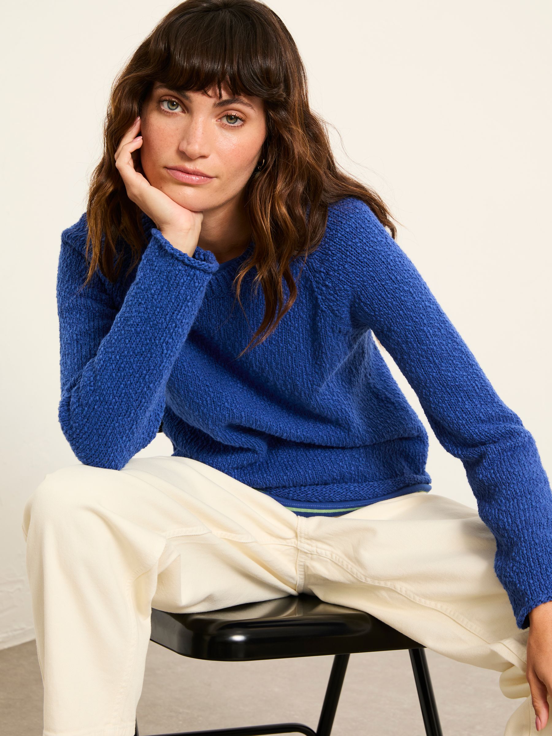 Sophia Cobalt Blue Knitted Slub Jumper - Image 5 of 6