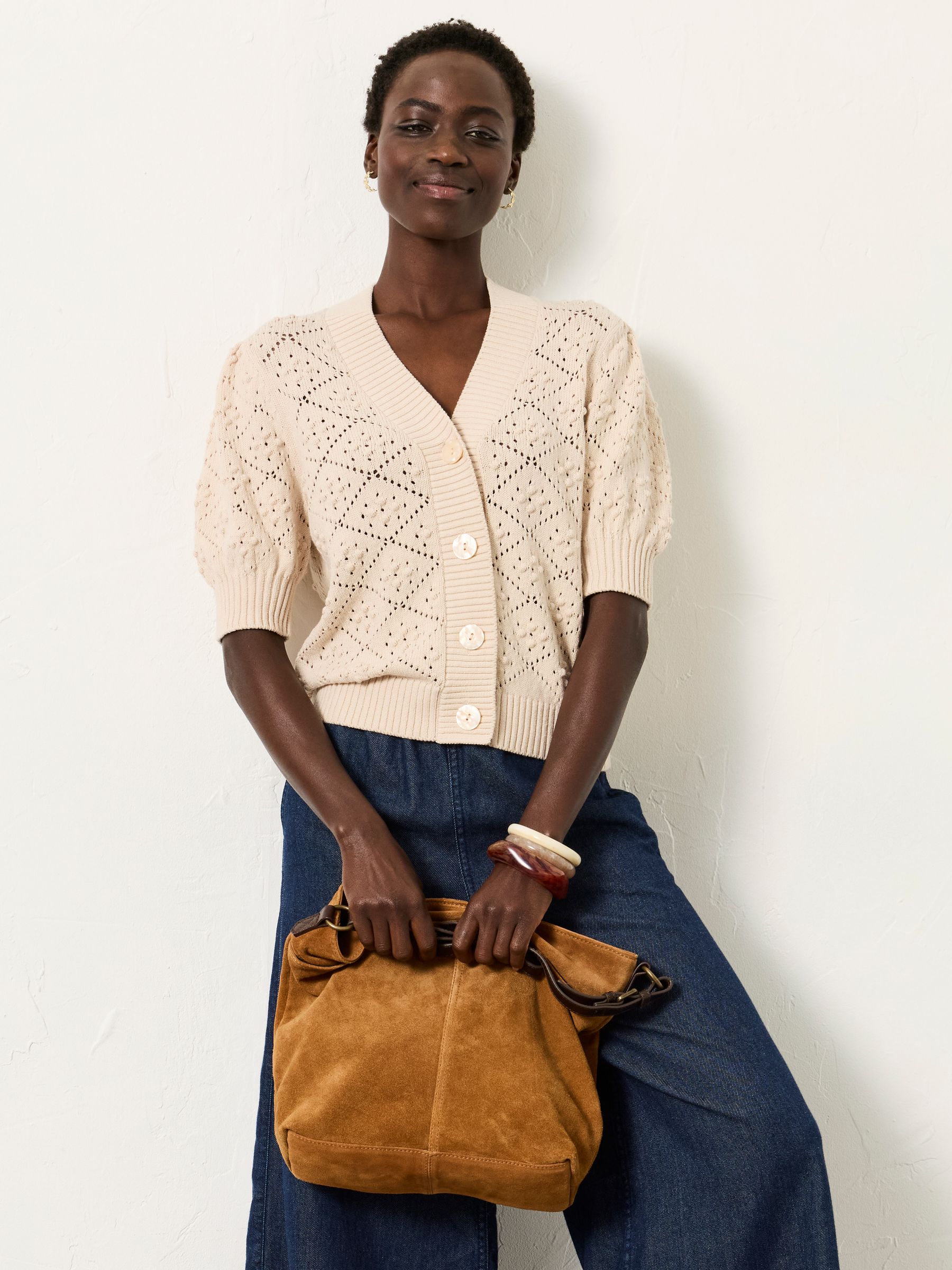 Clover Stone Knitted Short Sleeve Cardigan - Image 1 of 6