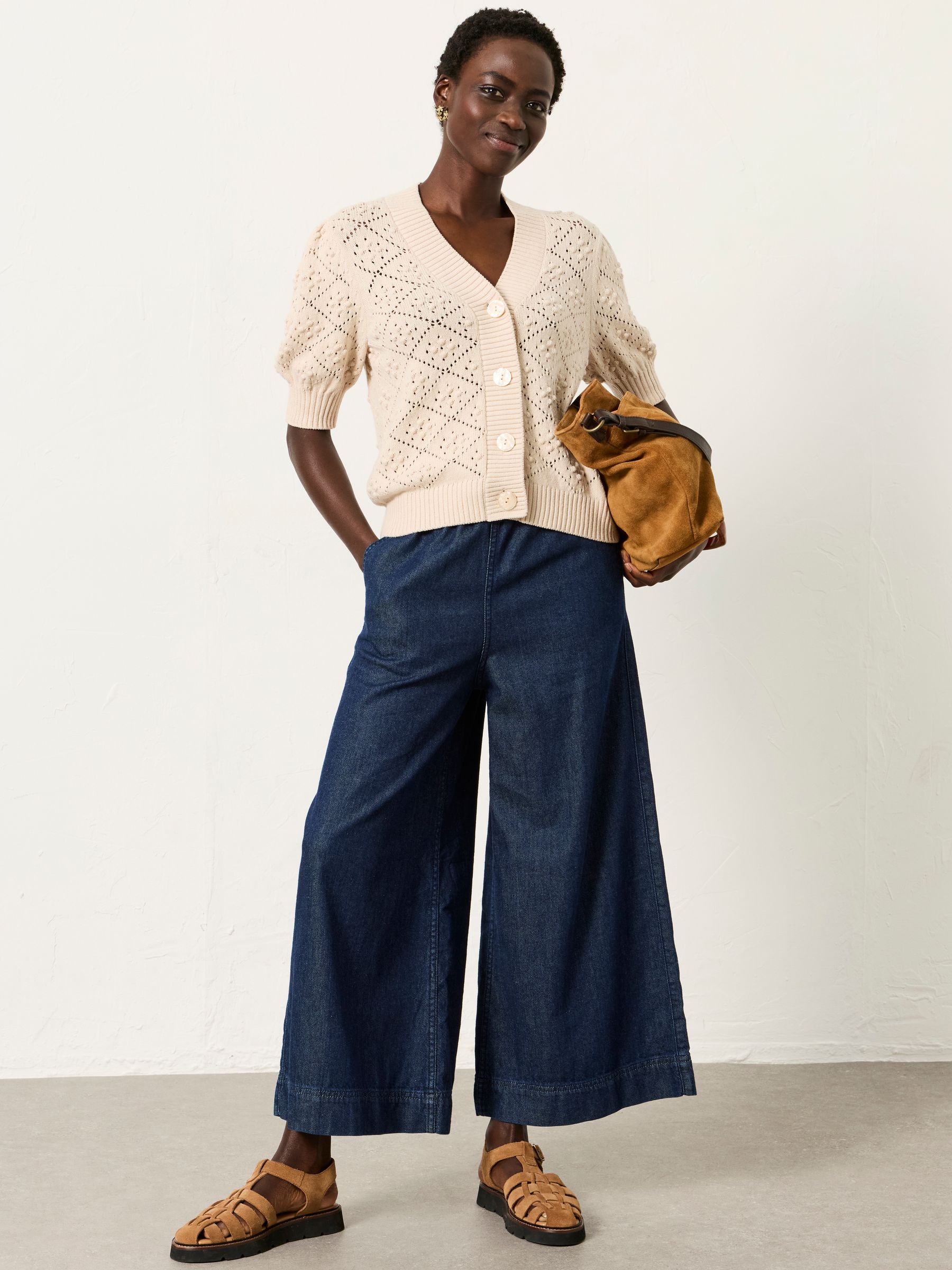 Clover Stone Knitted Short Sleeve Cardigan | FatFace USA