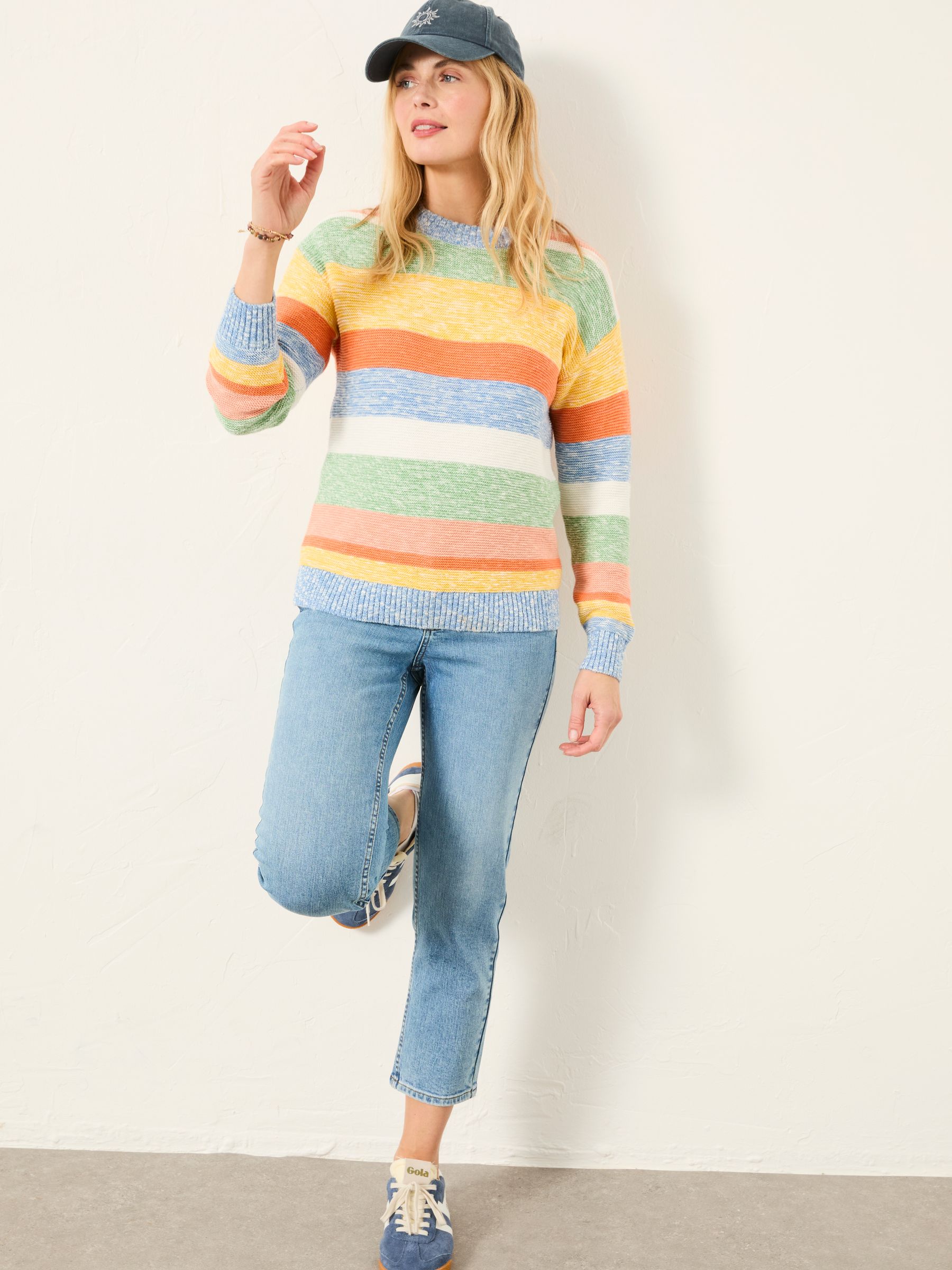 Blue Knitted Surf Stripe Crew Jumper - Image 3 of 5