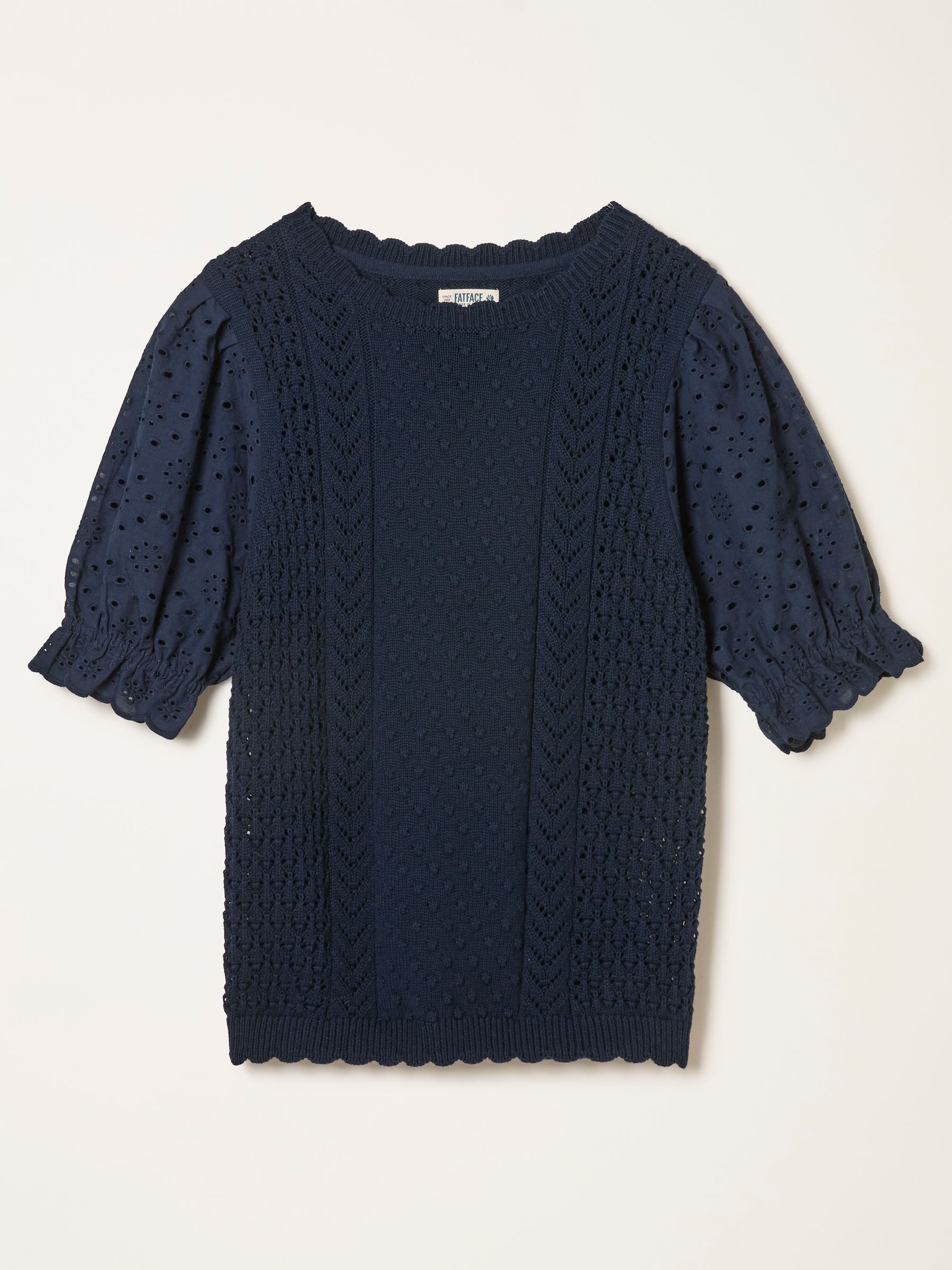 Joanie Navy Knitted and Woven Top - Image 6 of 6