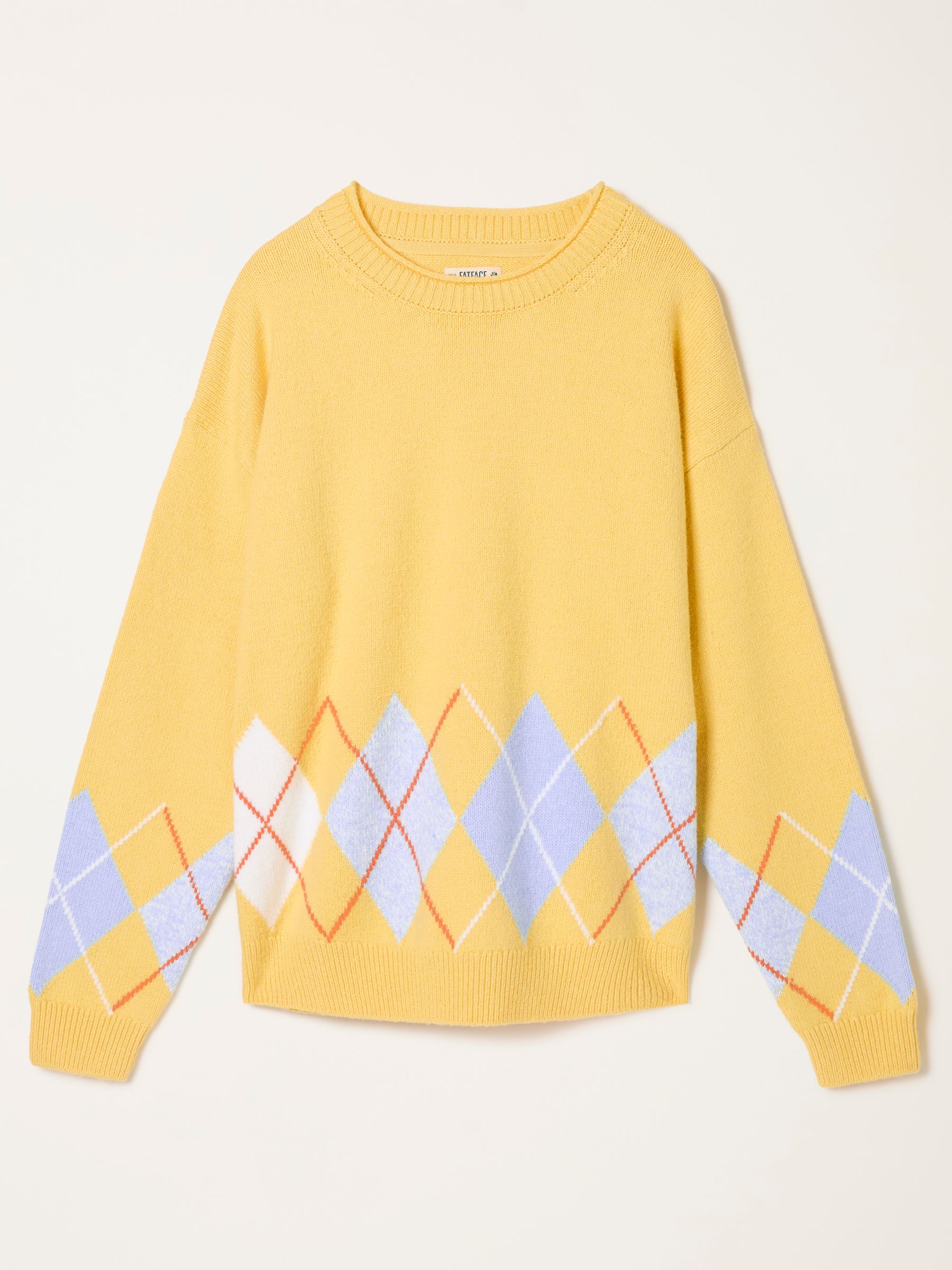Rue Yellow Knitted Argyle Jumper | FatFace USA