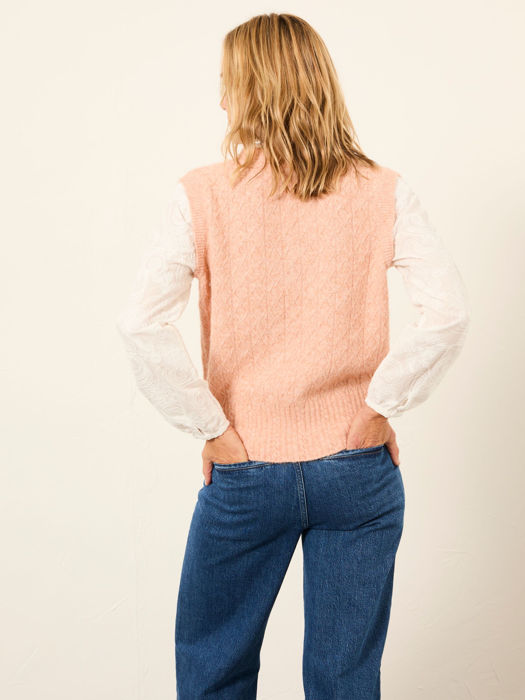 Leoni Pink Knitted and Woven 2in1 Top - Image 2 of 6
