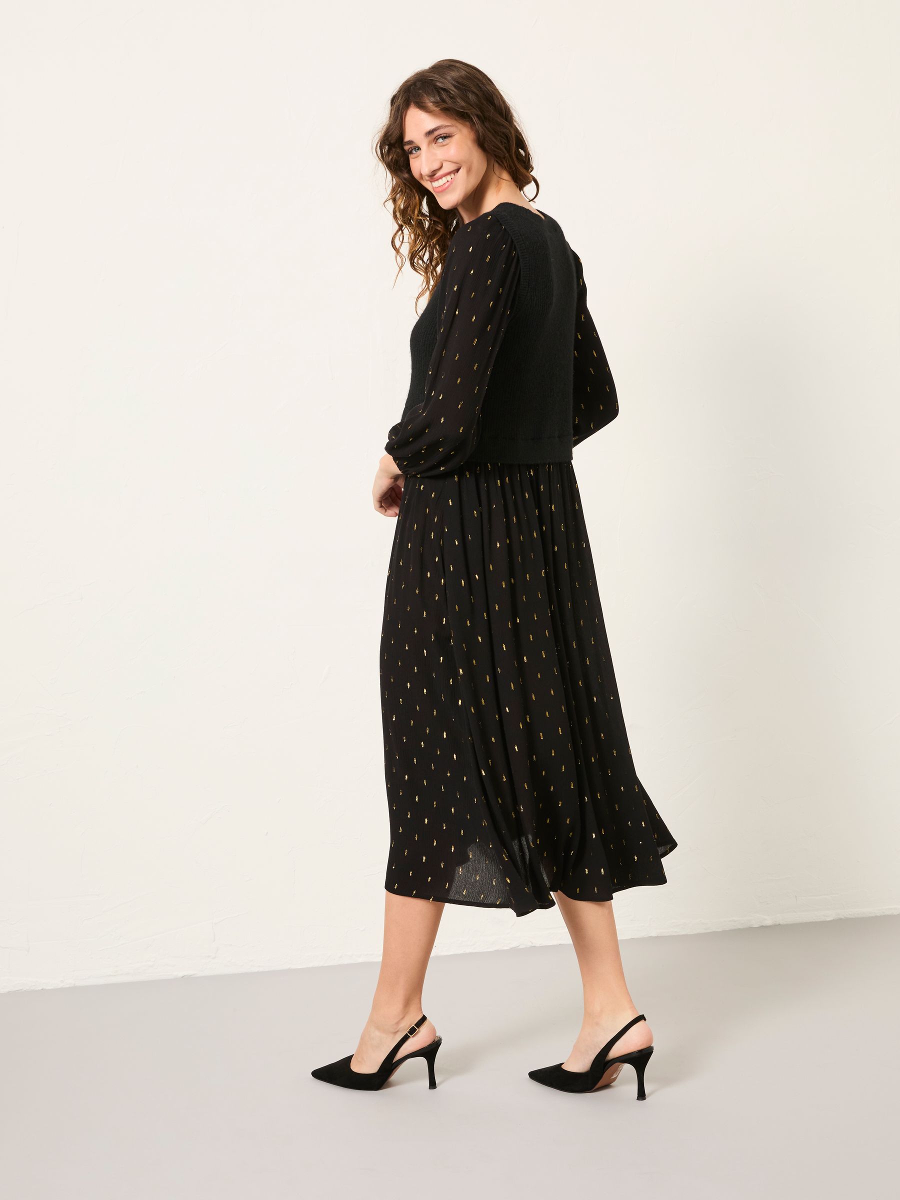 Laura Black Regular 2 in 1 Metallic Dress - Image 2 of 5