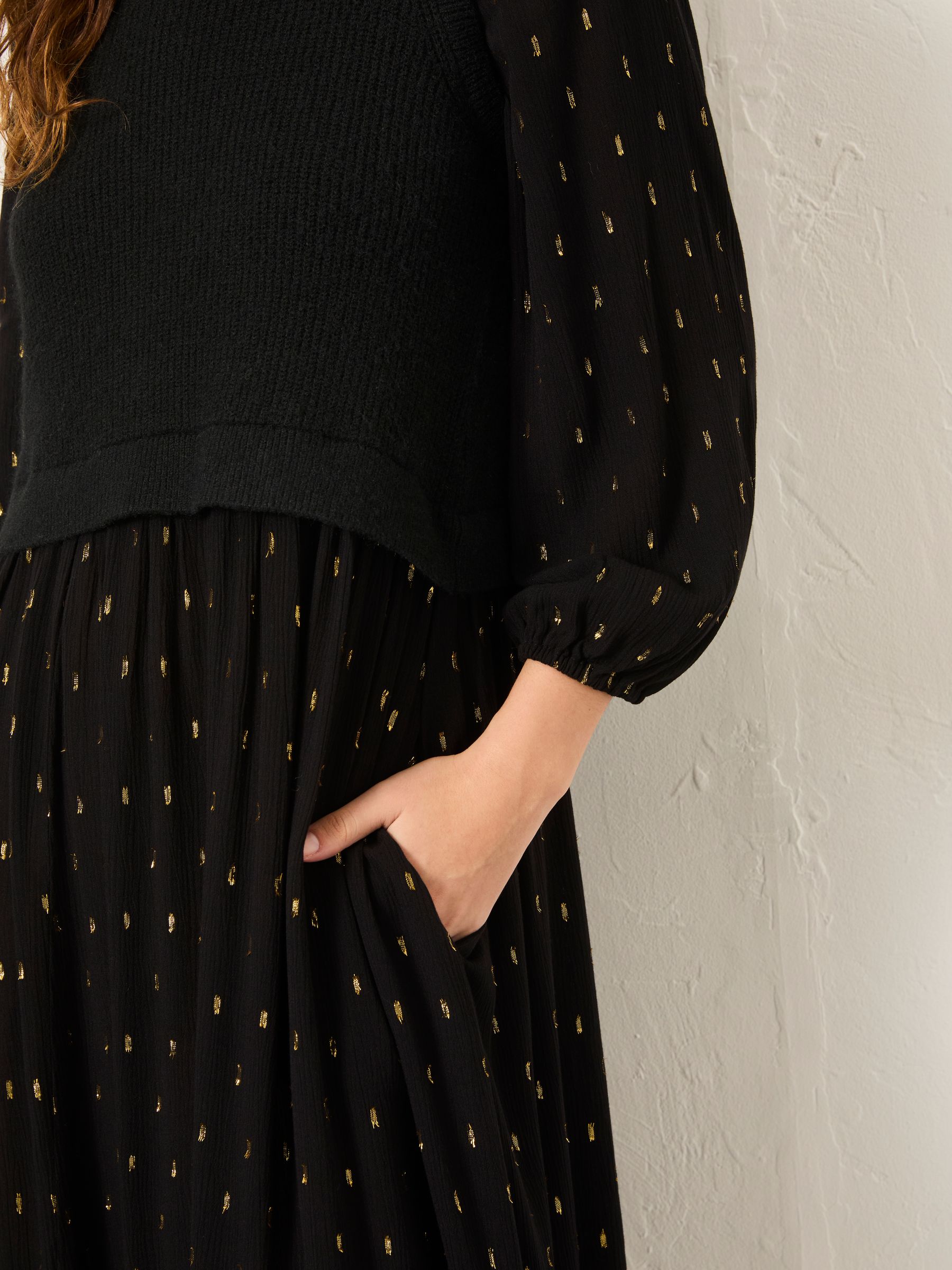 Laura Black Regular 2 in 1 Metallic Dress - Image 3 of 5