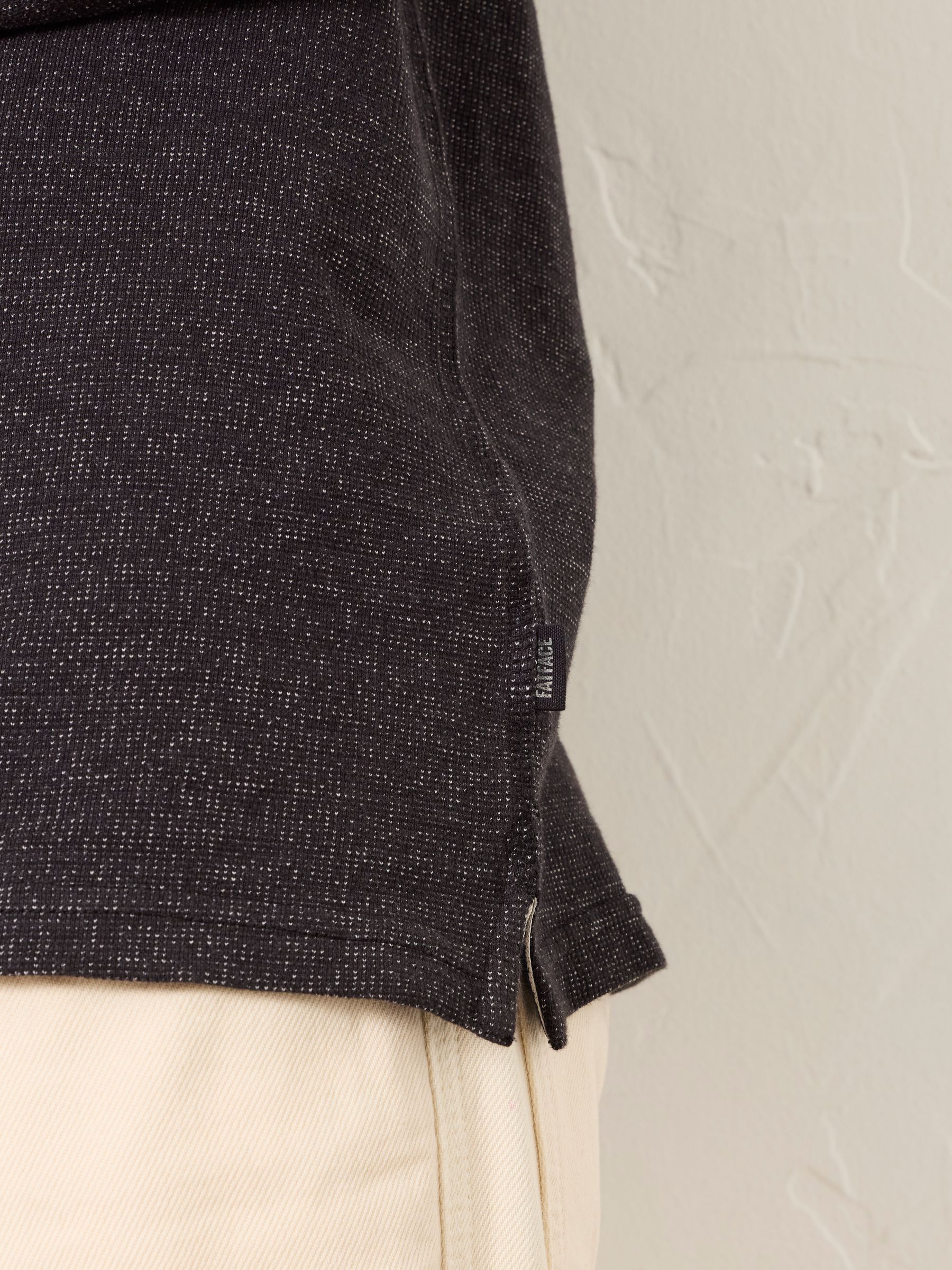 Washed Black Waffle Textured Henley - Image 4 of 6