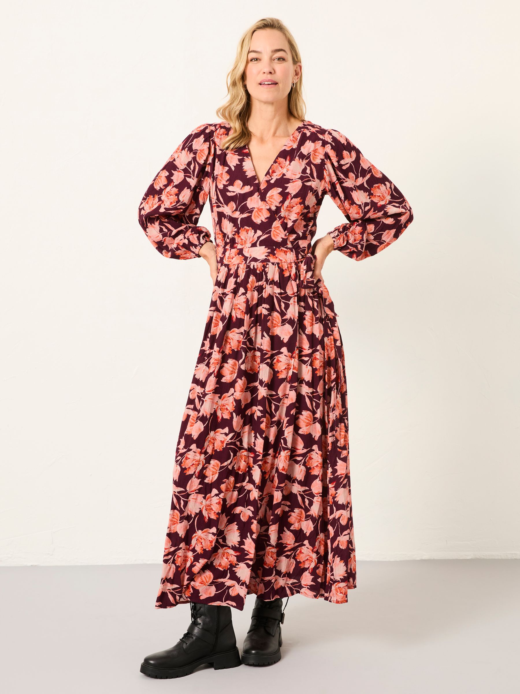 Lottie Claret Winter Floral Regular Maxi Dress - Image 1 of 5