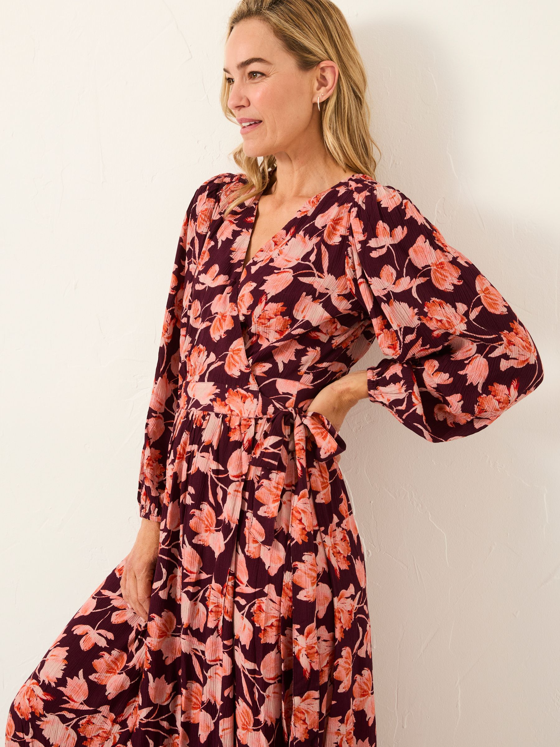 Lottie Claret Winter Floral Regular Maxi Dress - Image 3 of 5