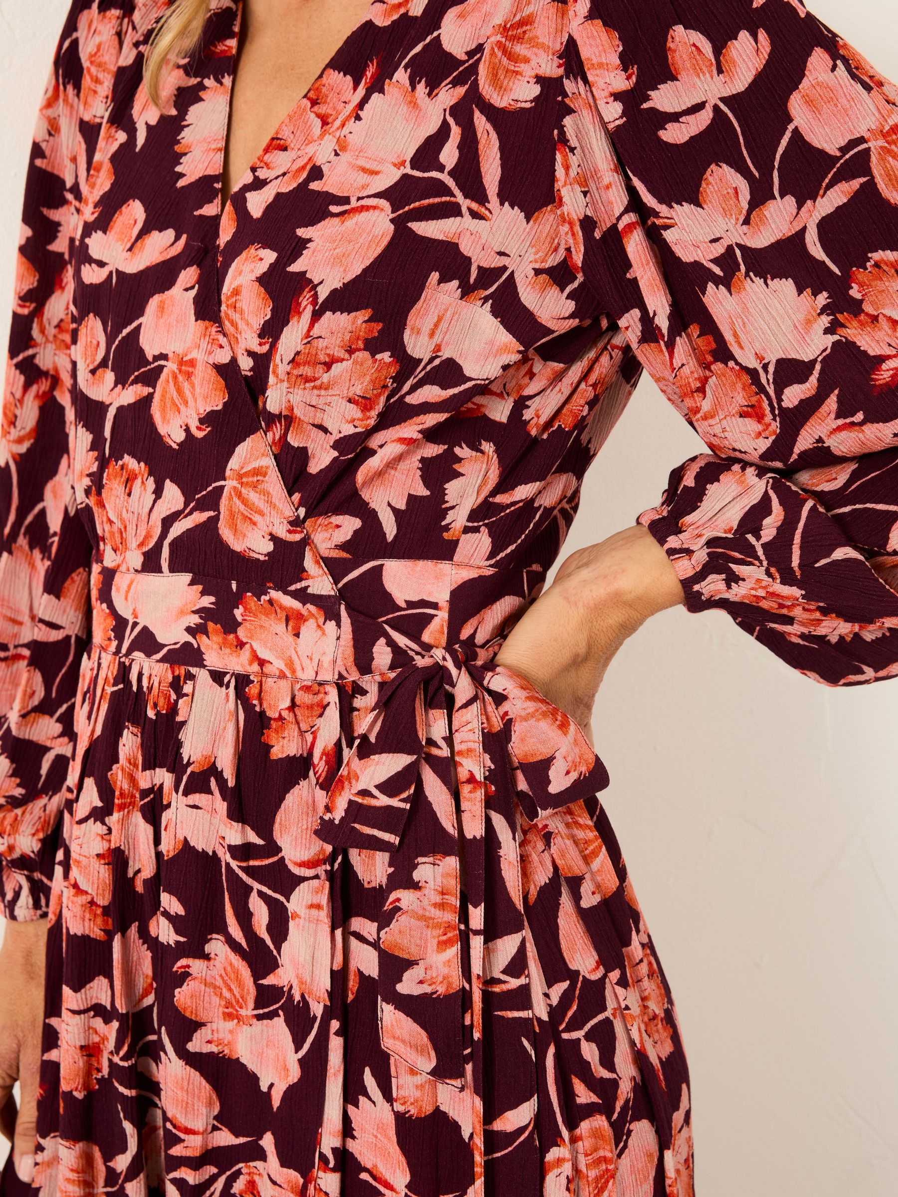 Lottie Claret Winter Floral Regular Maxi Dress | FatFace