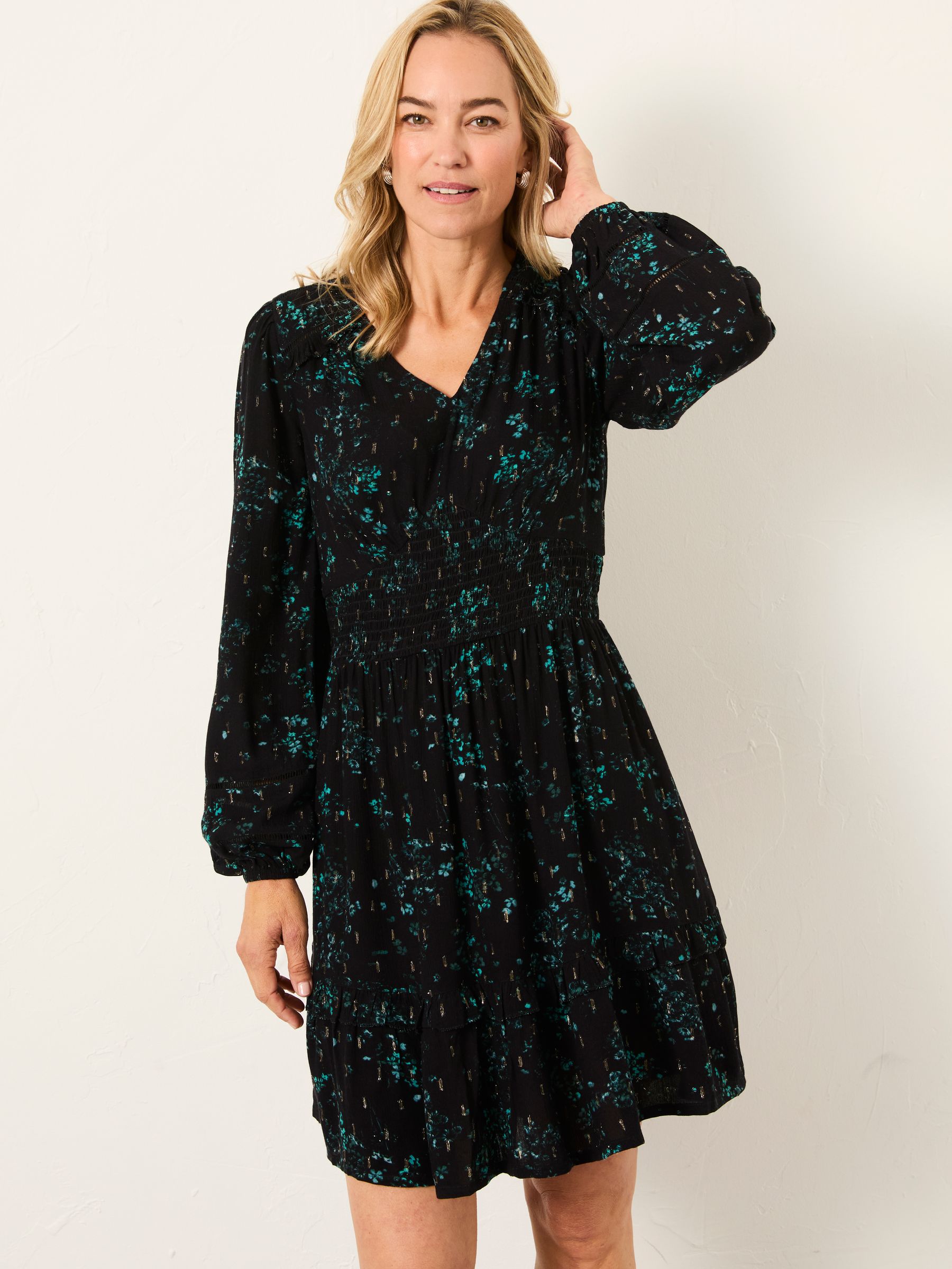 Pippa Black Winter Meadow Regular Mini Dress - Image 1 of 5