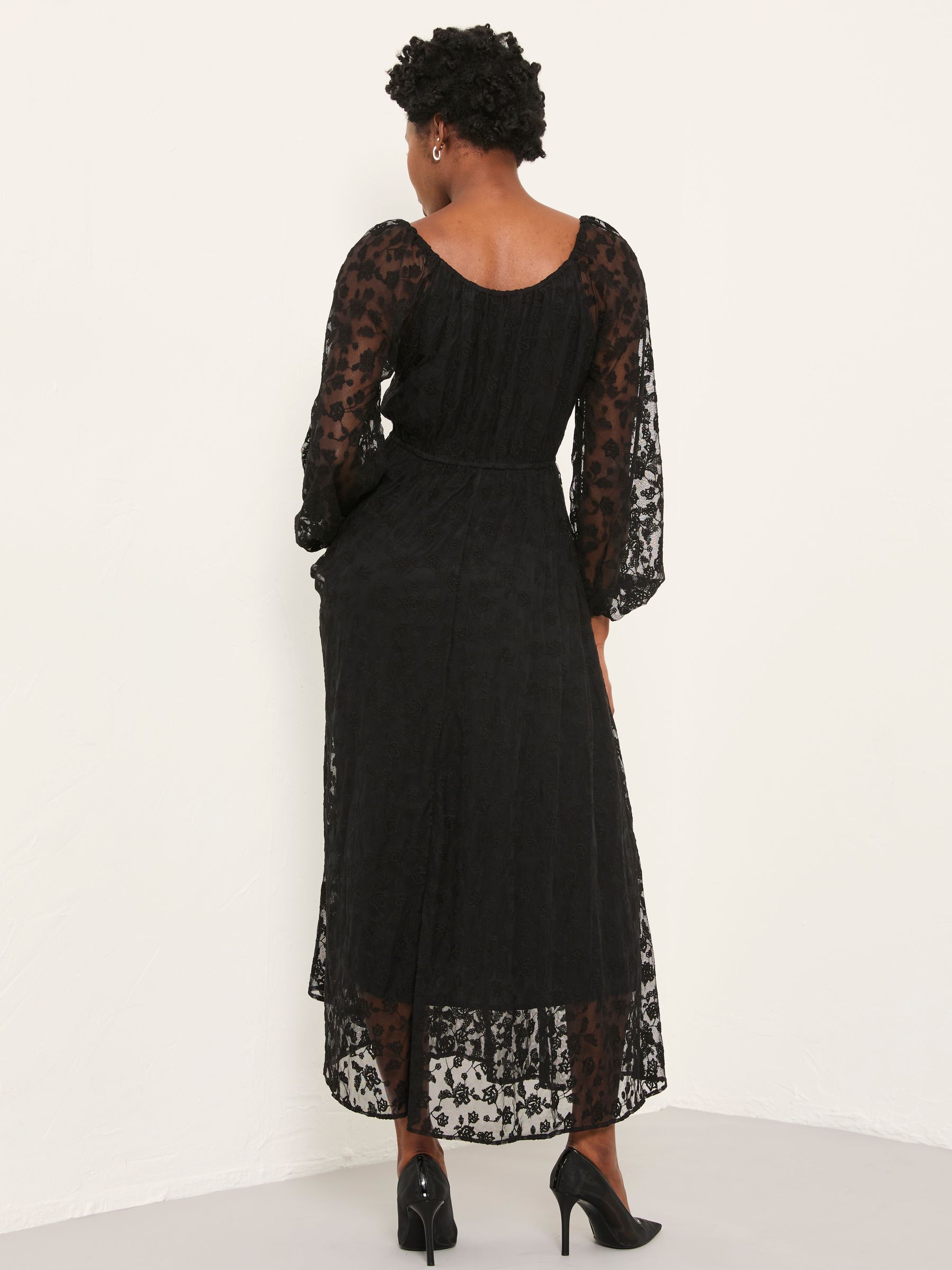 Maude Black Regular Lace Midi Dress - Image 3 of 7