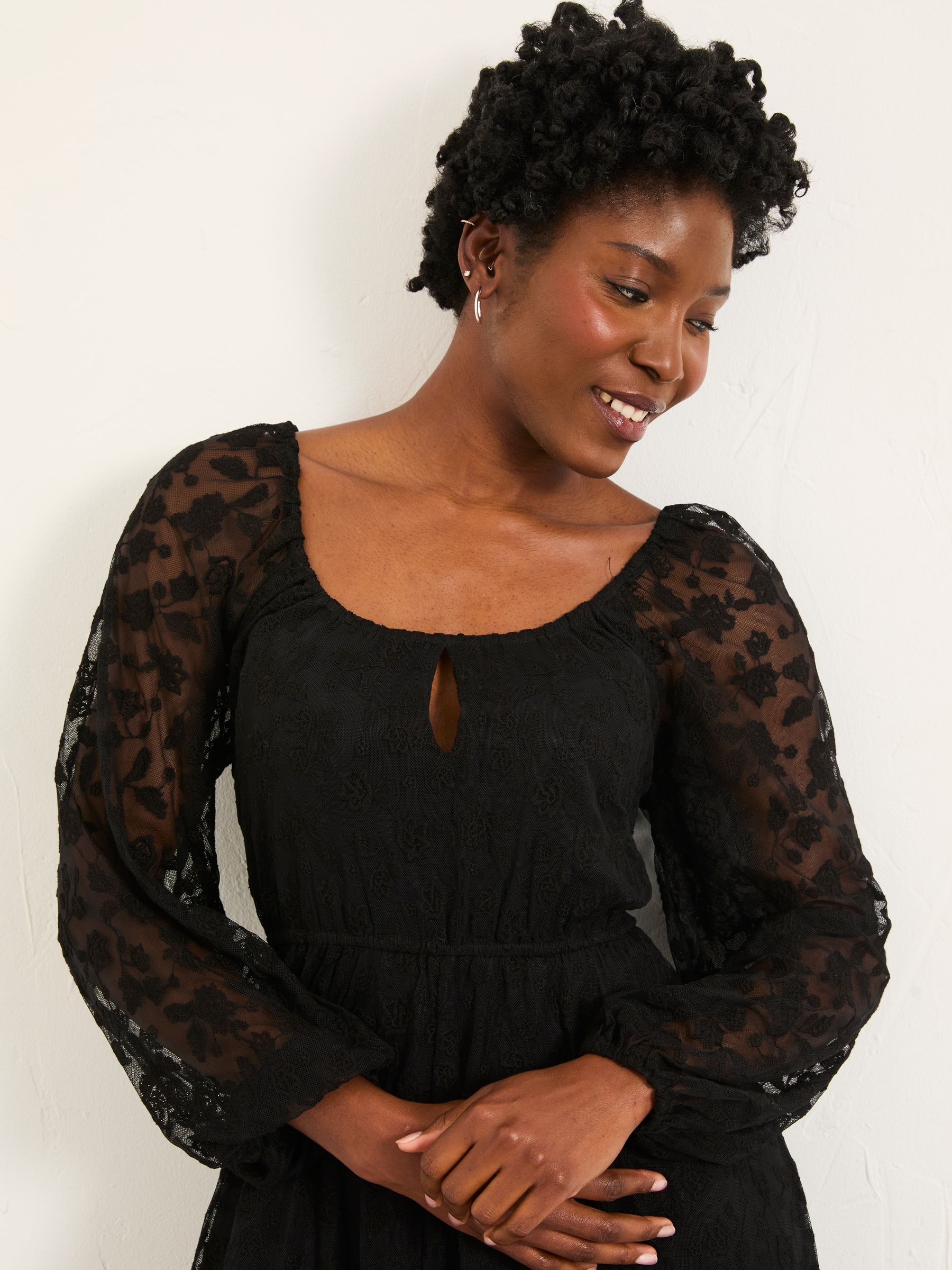 Maude Black Regular Lace Midi Dress - Image 5 of 7