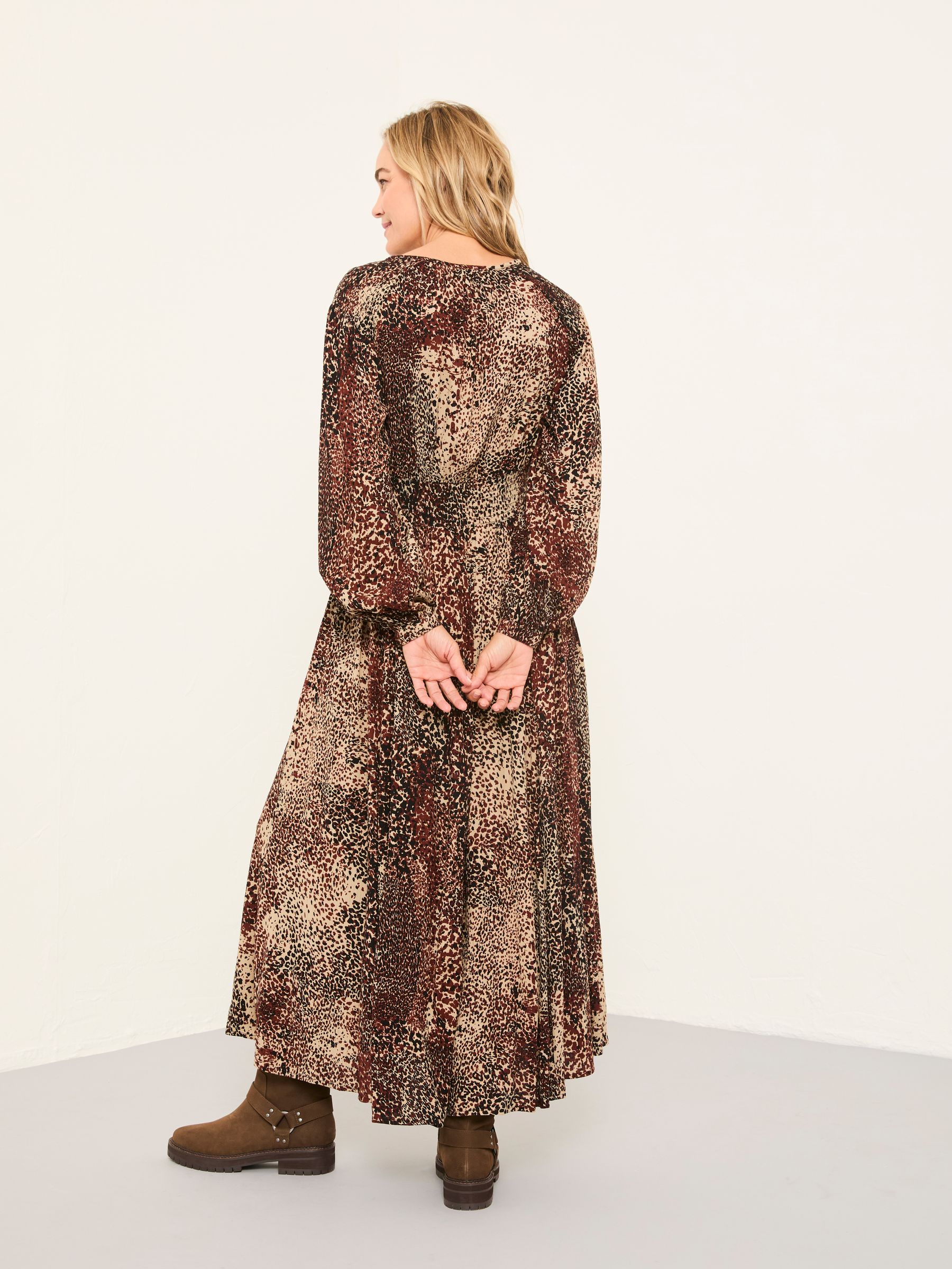 Jaqs Light Brown Layered Animal Regular Midi Dress - Image 2 of 6