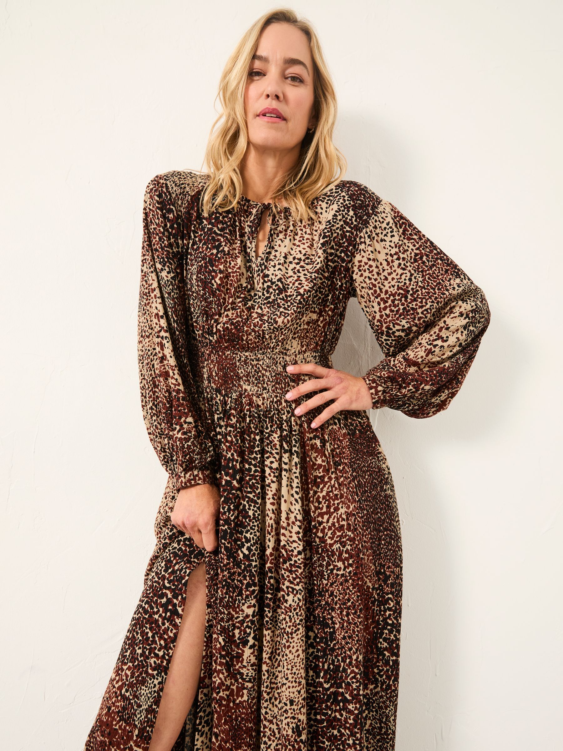 Jaqs Light Brown Layered Animal Regular Midi Dress - Image 5 of 6