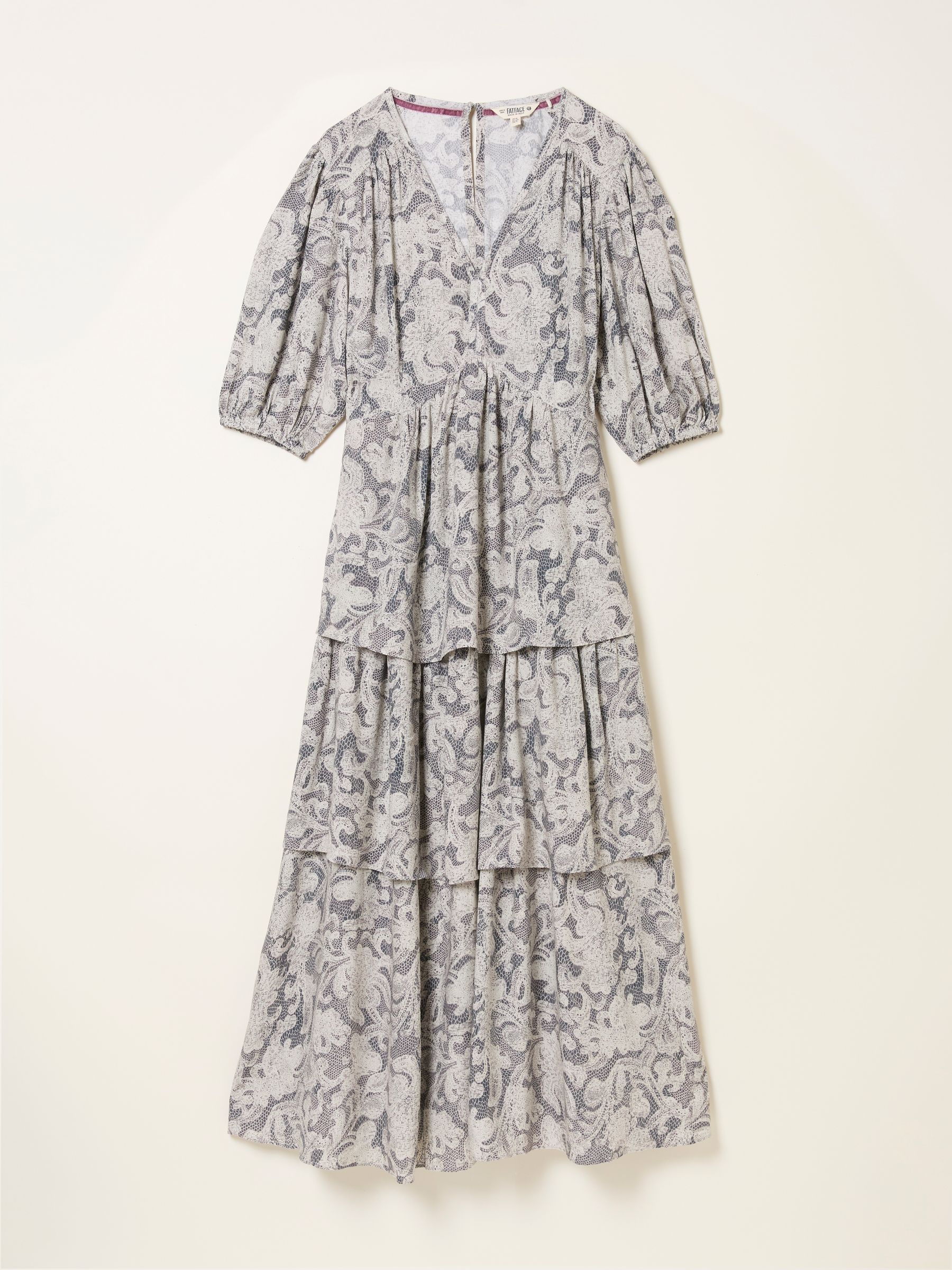 Milly Charcoal Grey Decorative Floral Regular Midi Dress - Image 6 of 6