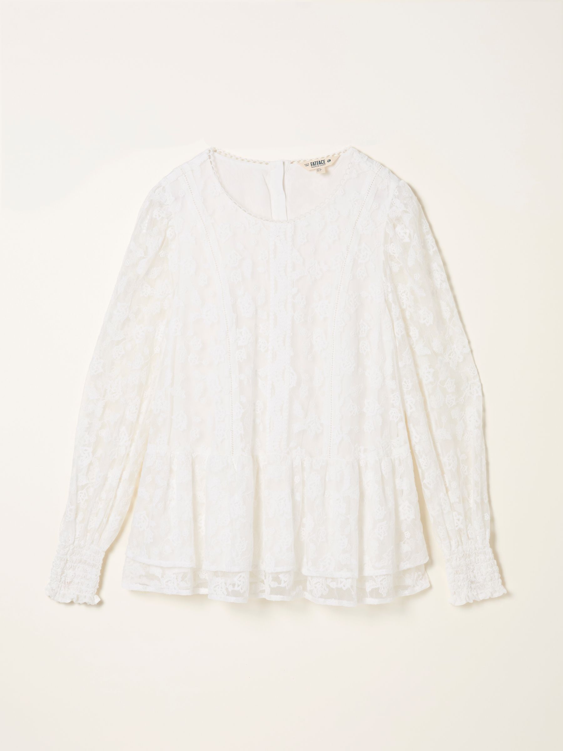 Marianne Ivory Lace Round Neck Top | FatFace