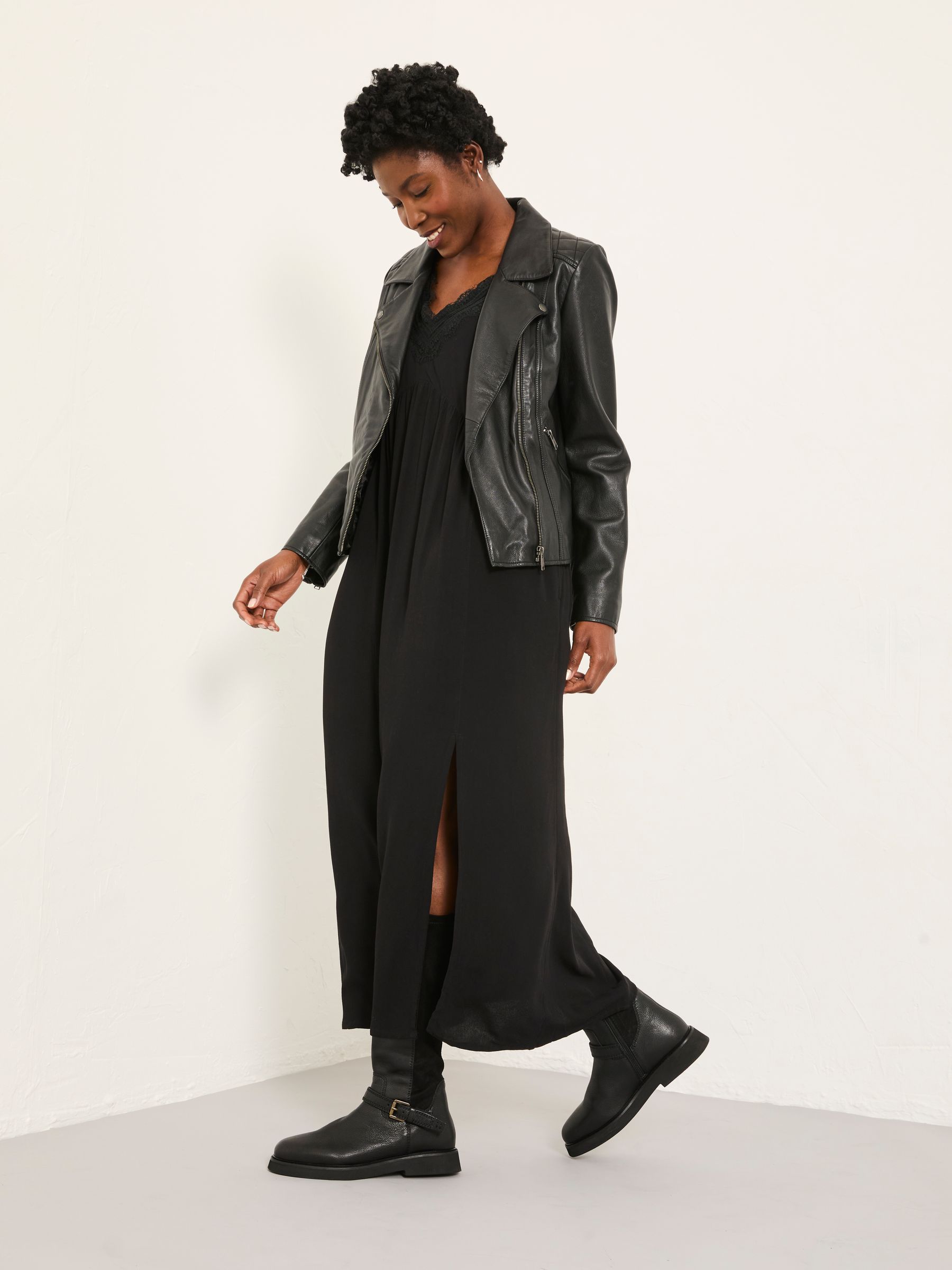 Aileen Black Regular Slip Midi Dress - Image 5 of 6