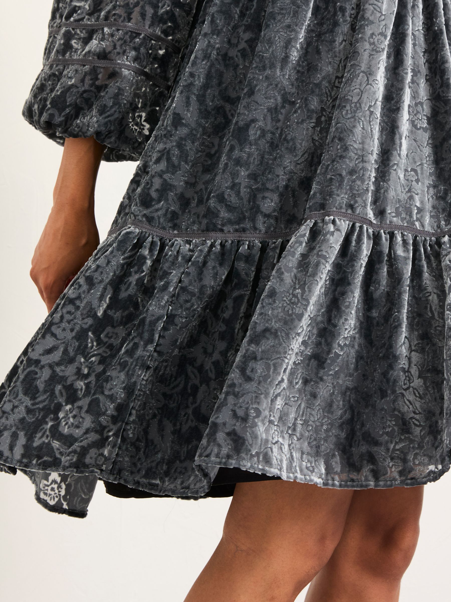 Riley Dark Grey Regular Devore Dress - Image 5 of 6