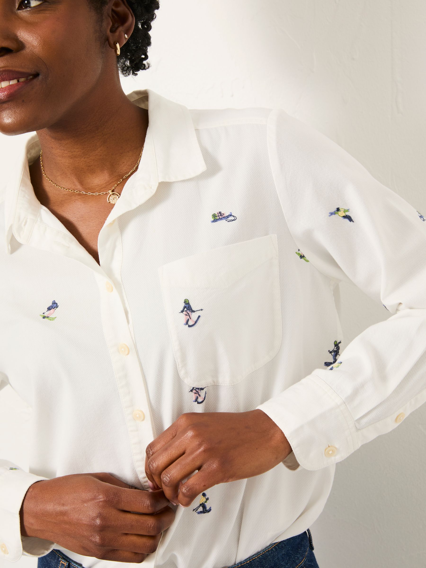 Olivia Ivory Embroidered Skiers Shirt - Image 5 of 6
