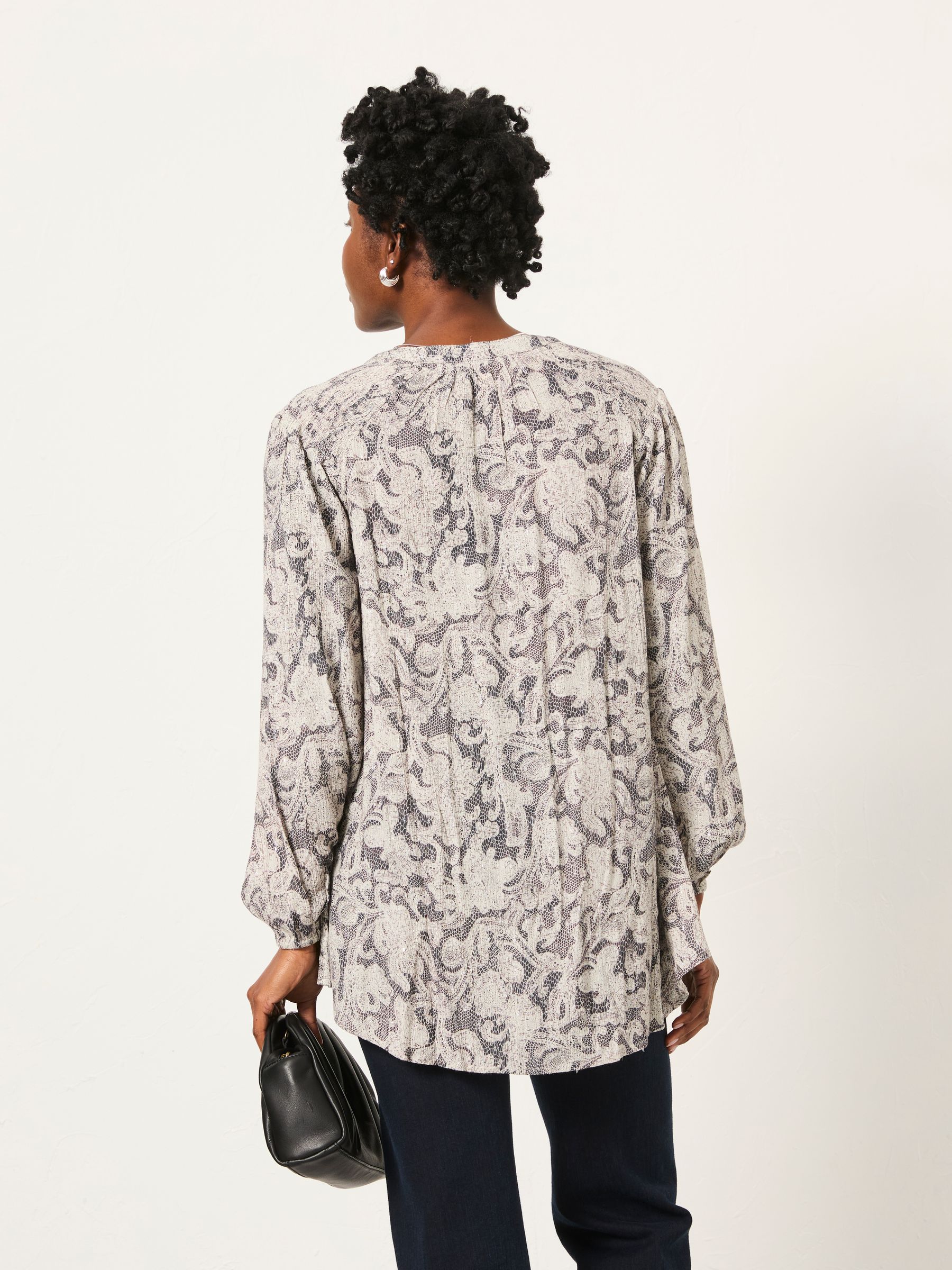 Faye Charcoal Grey Decorative Floral Tunic - Image 2 of 6