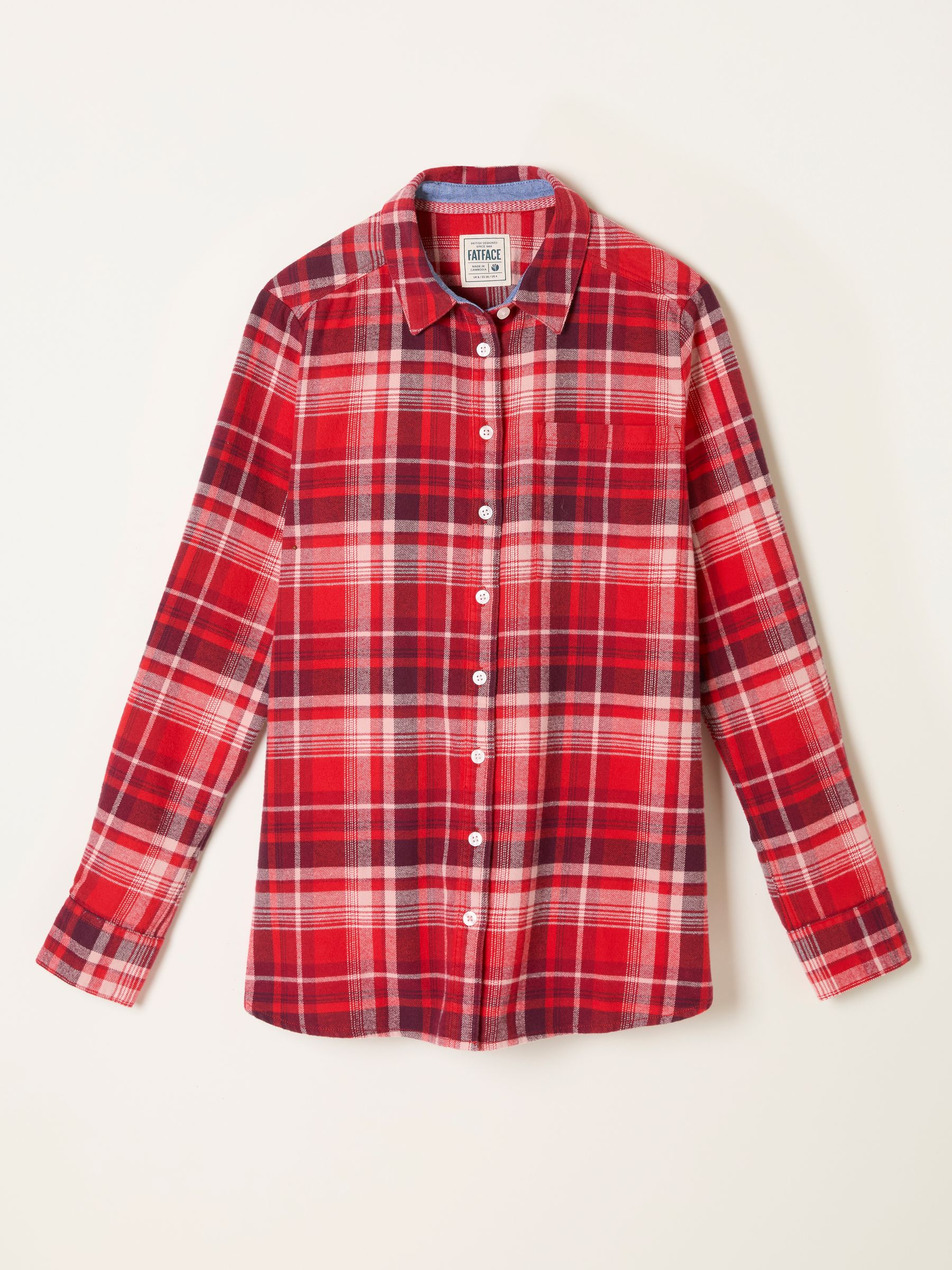 Olivia Red Long Sleeve Check Shirt | FatFace