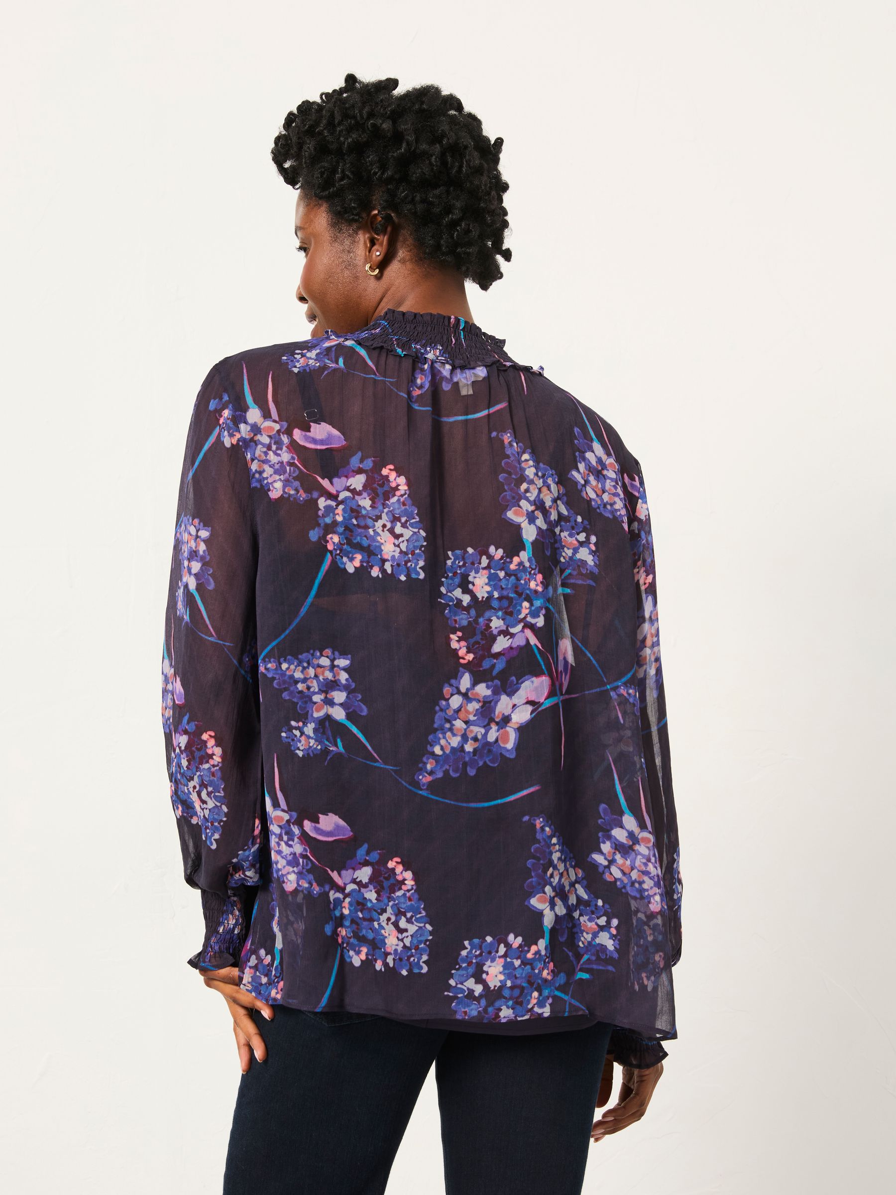 Jaclyn Dark Purple Heritage Floral Blouse - Image 2 of 5 Jaclyn Dark Purple Heritage Floral Blouse - Image 2 of 5