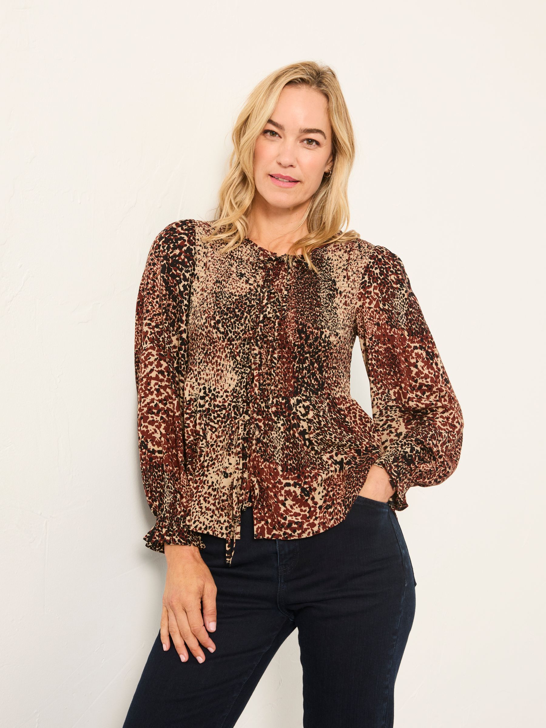 Kiki Light Brown Layered Animal Blouse - Image 1 of 7