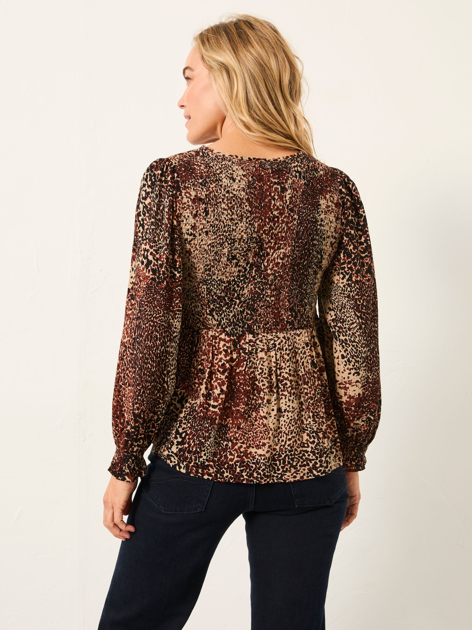 Kiki Light Brown Layered Animal Blouse - Image 2 of 7