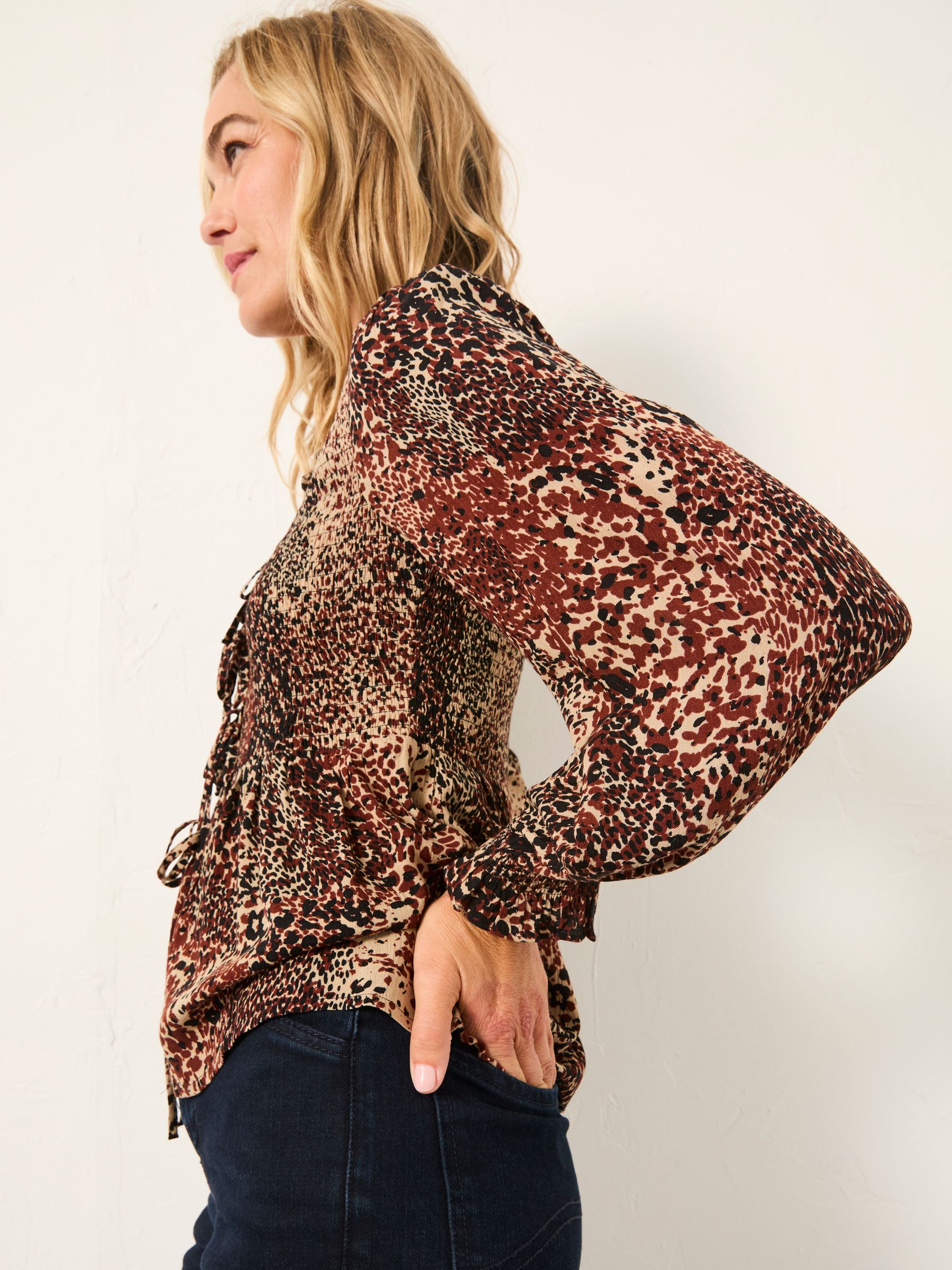 Kiki Light Brown Layered Animal Blouse - Image 5 of 7