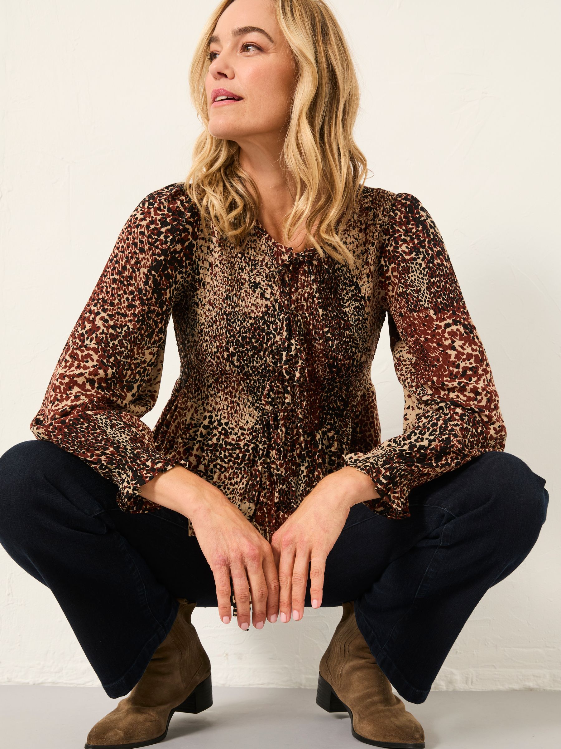 Kiki Light Brown Layered Animal Blouse - Image 6 of 7