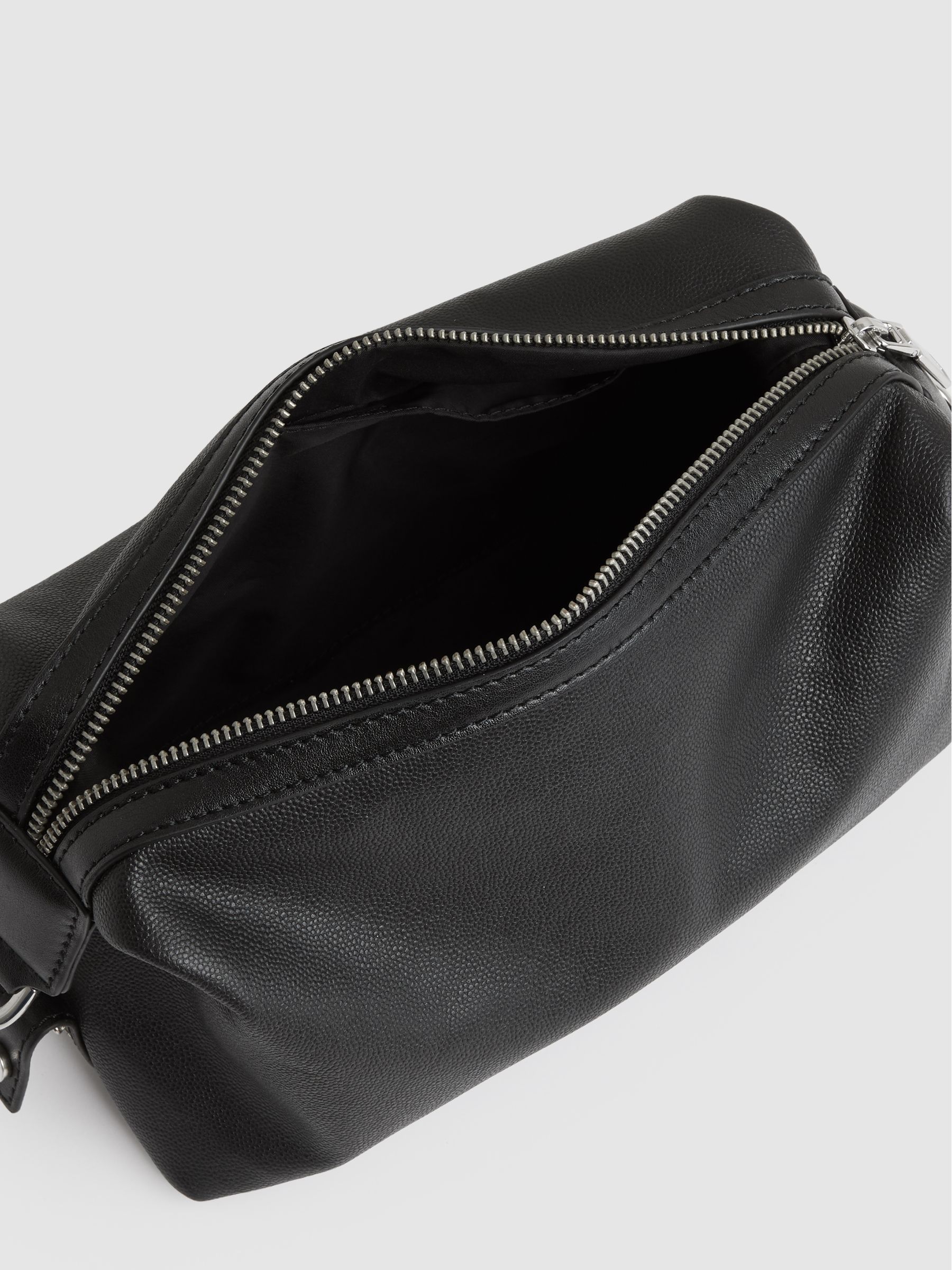 Micro-Grain Leather Washbag in Black - Image 2 of 3