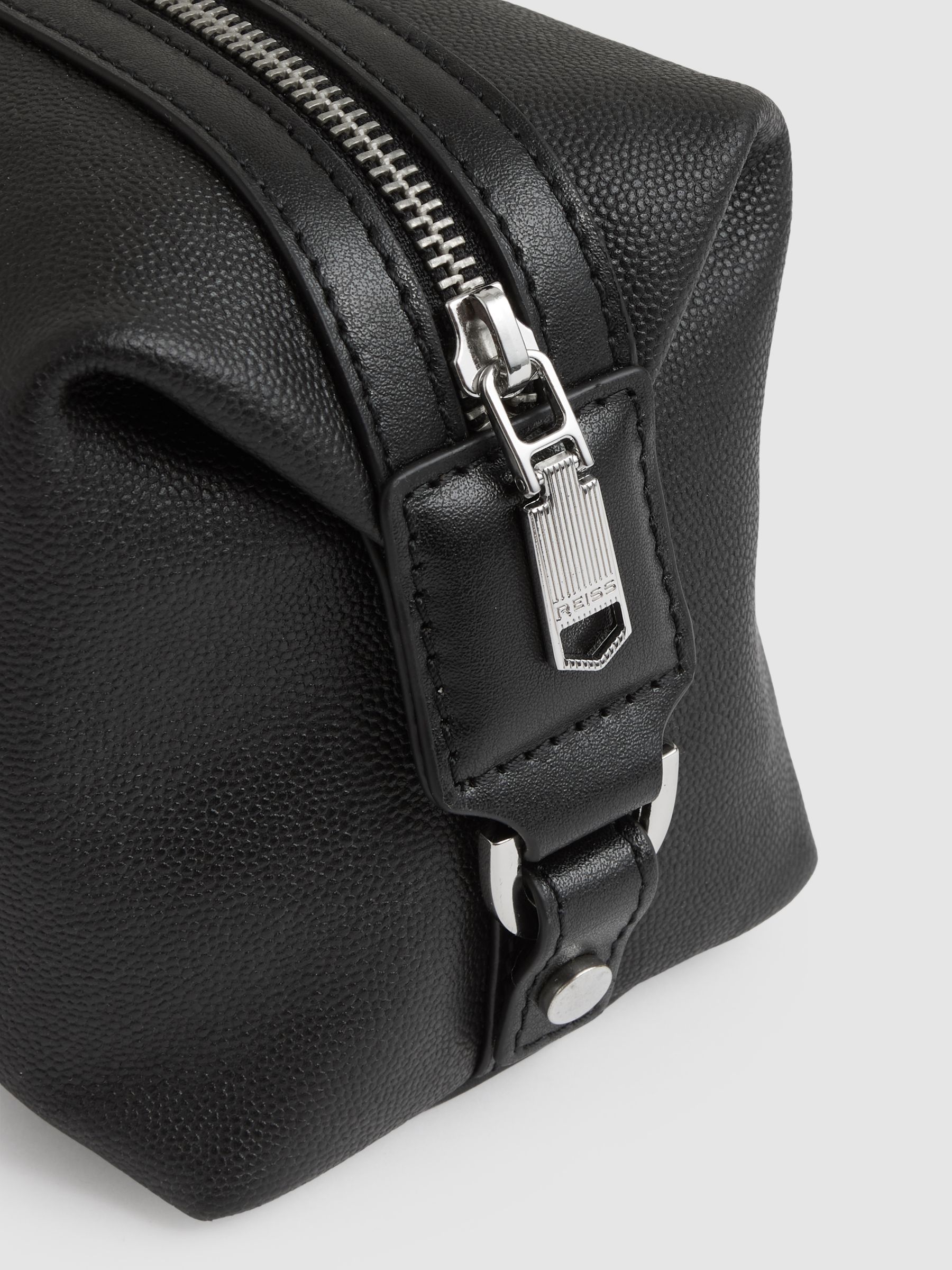 Micro-Grain Leather Washbag in Black - Image 3 of 3