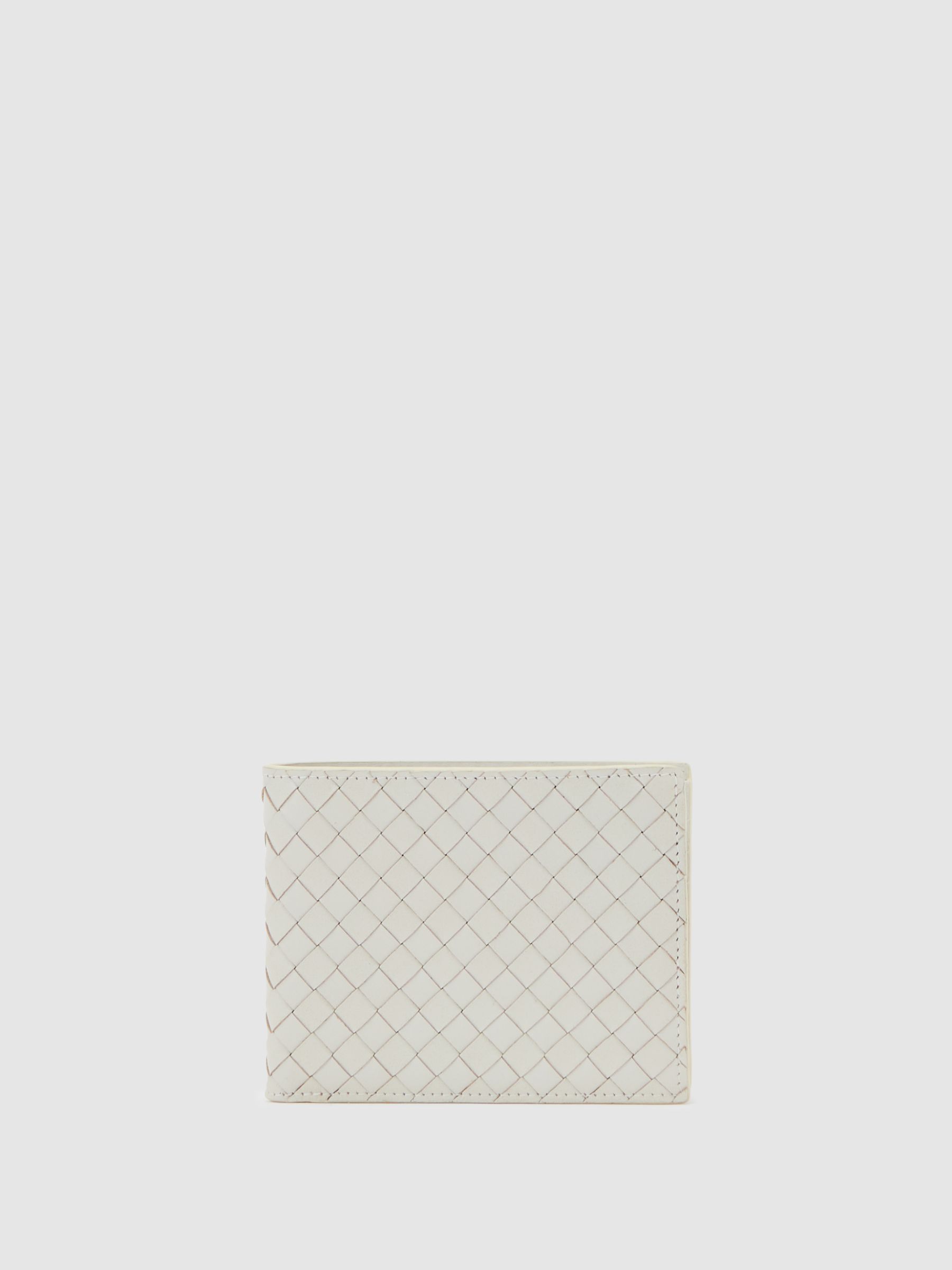 Leather Woven Billfold Wallet in Off White - image 3
