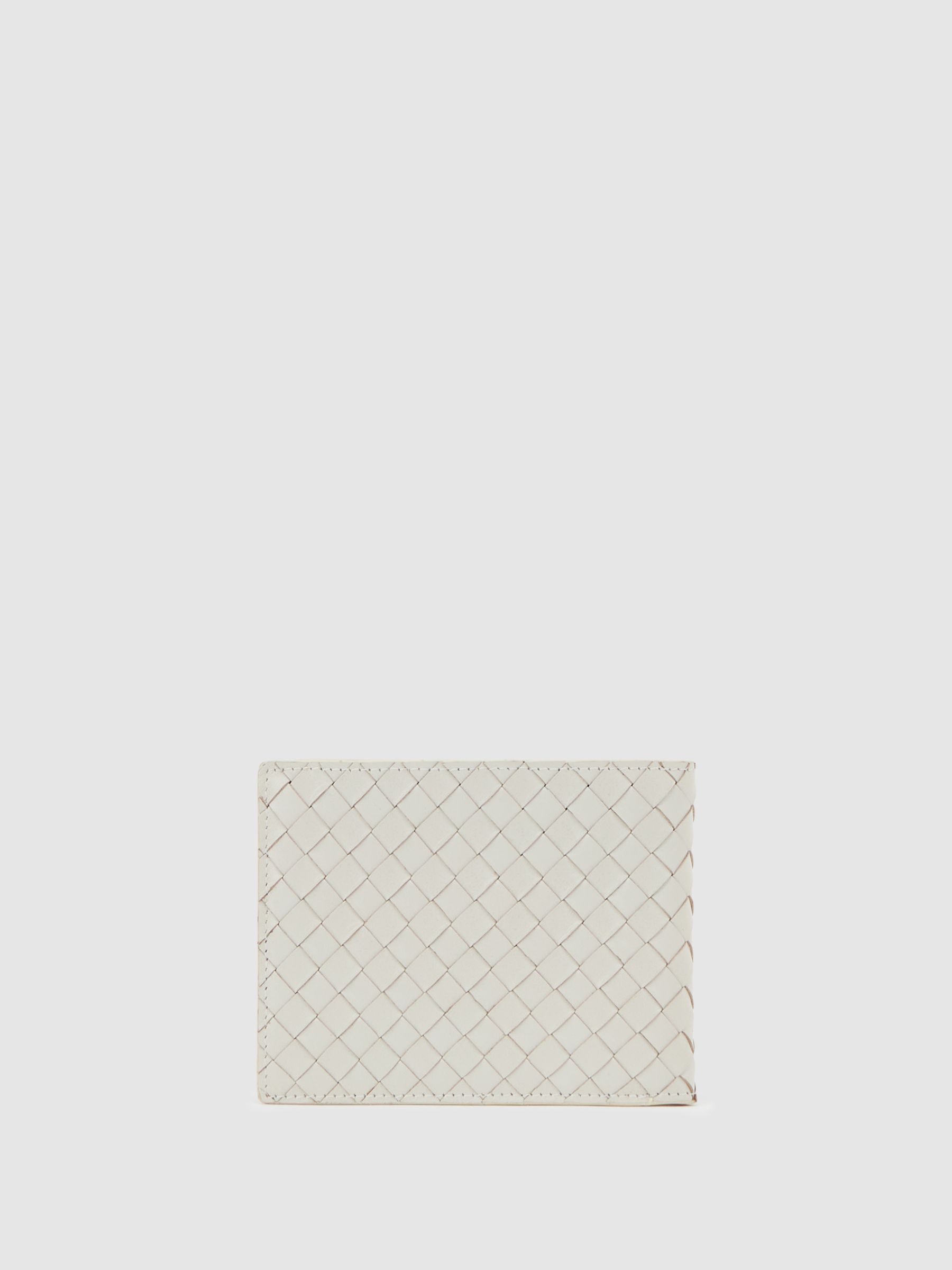 Leather Woven Billfold Wallet in Off White - image 2