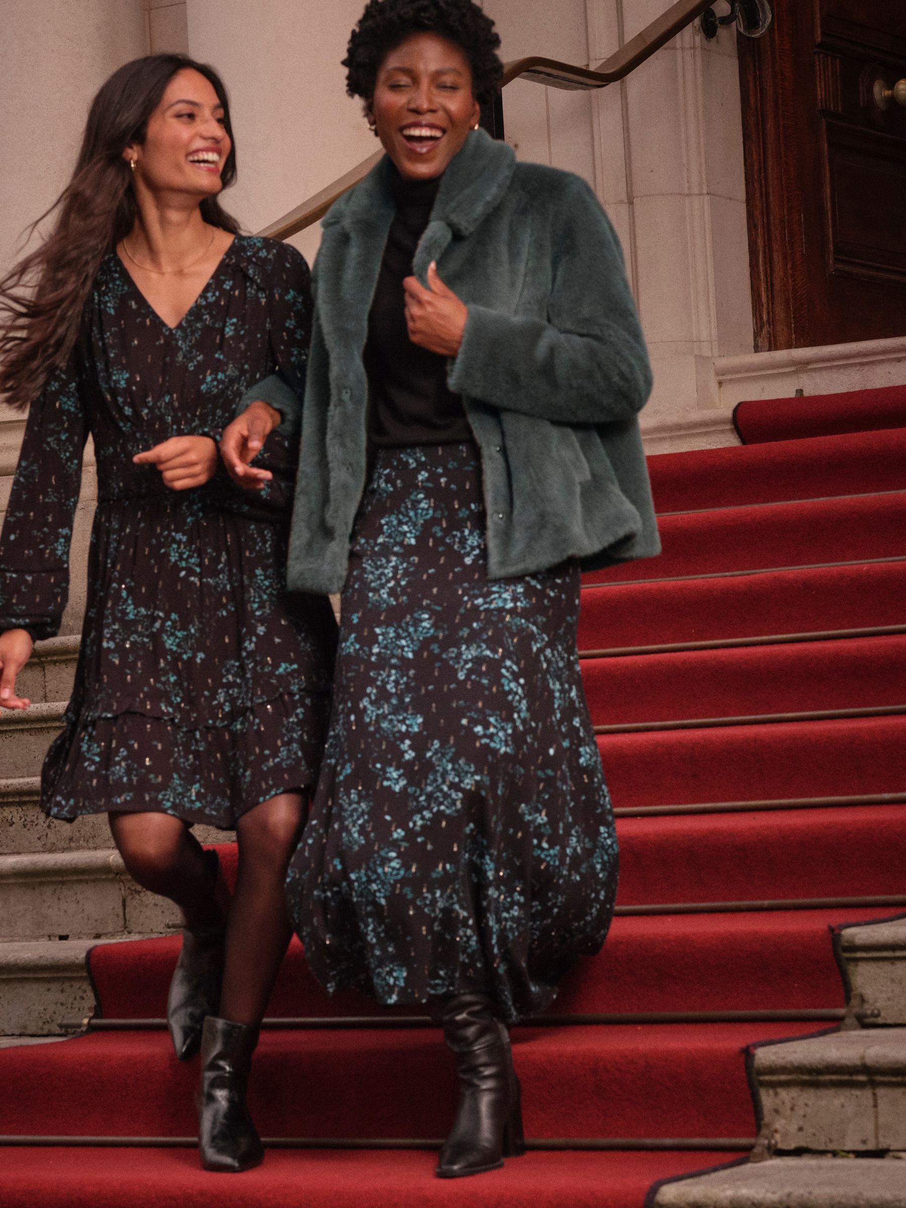 Skye Black Winter Meadow Midi Skirt - Image 1 of 7