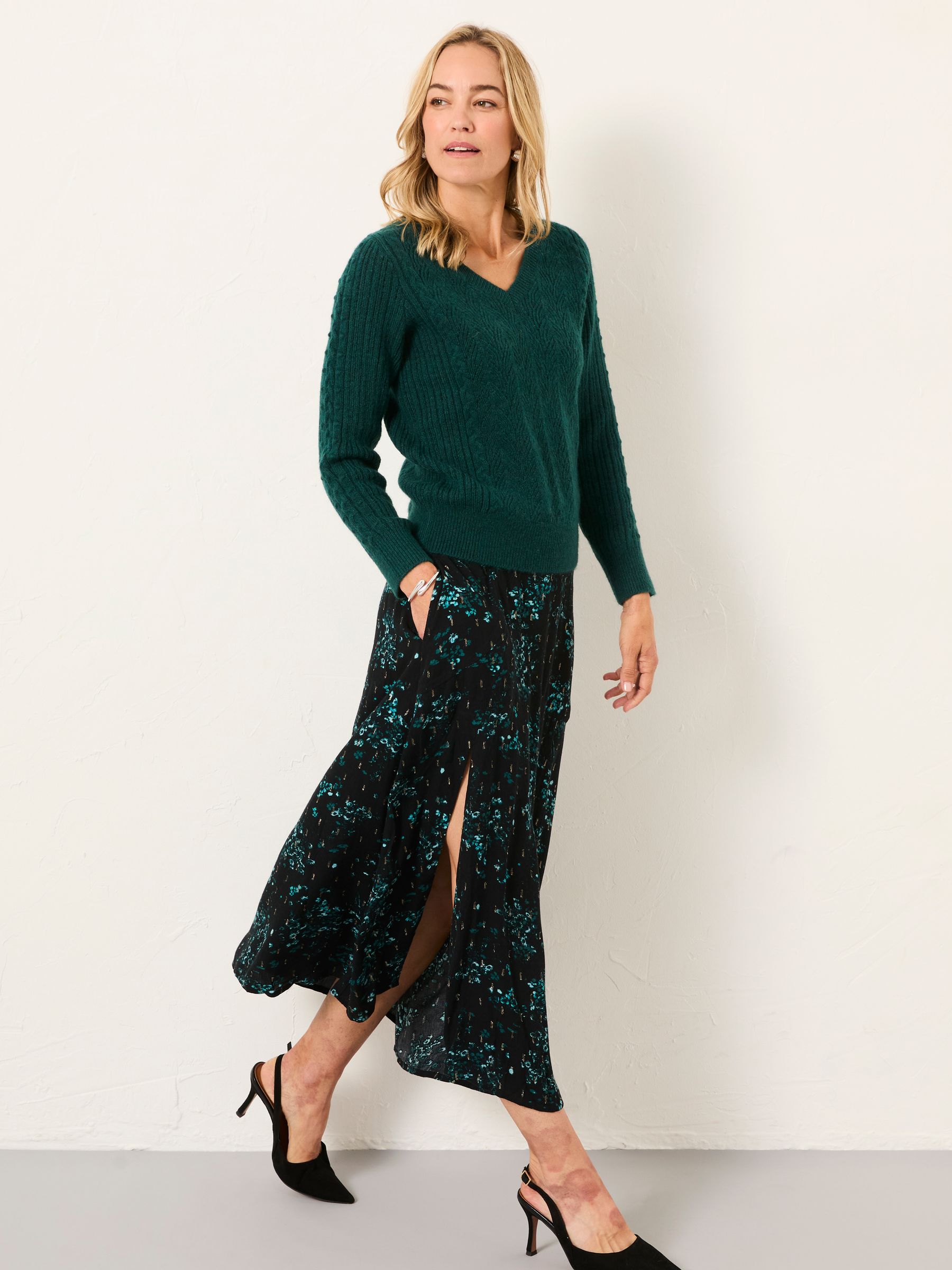 Skye Black Winter Meadow Midi Skirt - Image 5 of 7