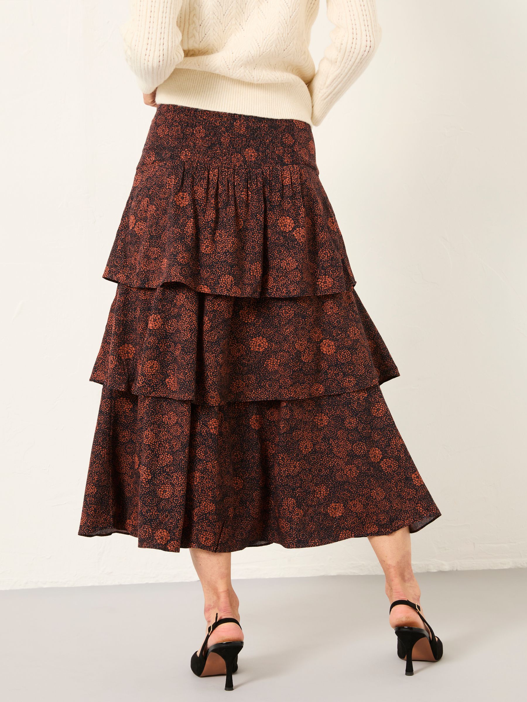 Tonia Black Circle Floral Midi Skirt - Image 2 of 6