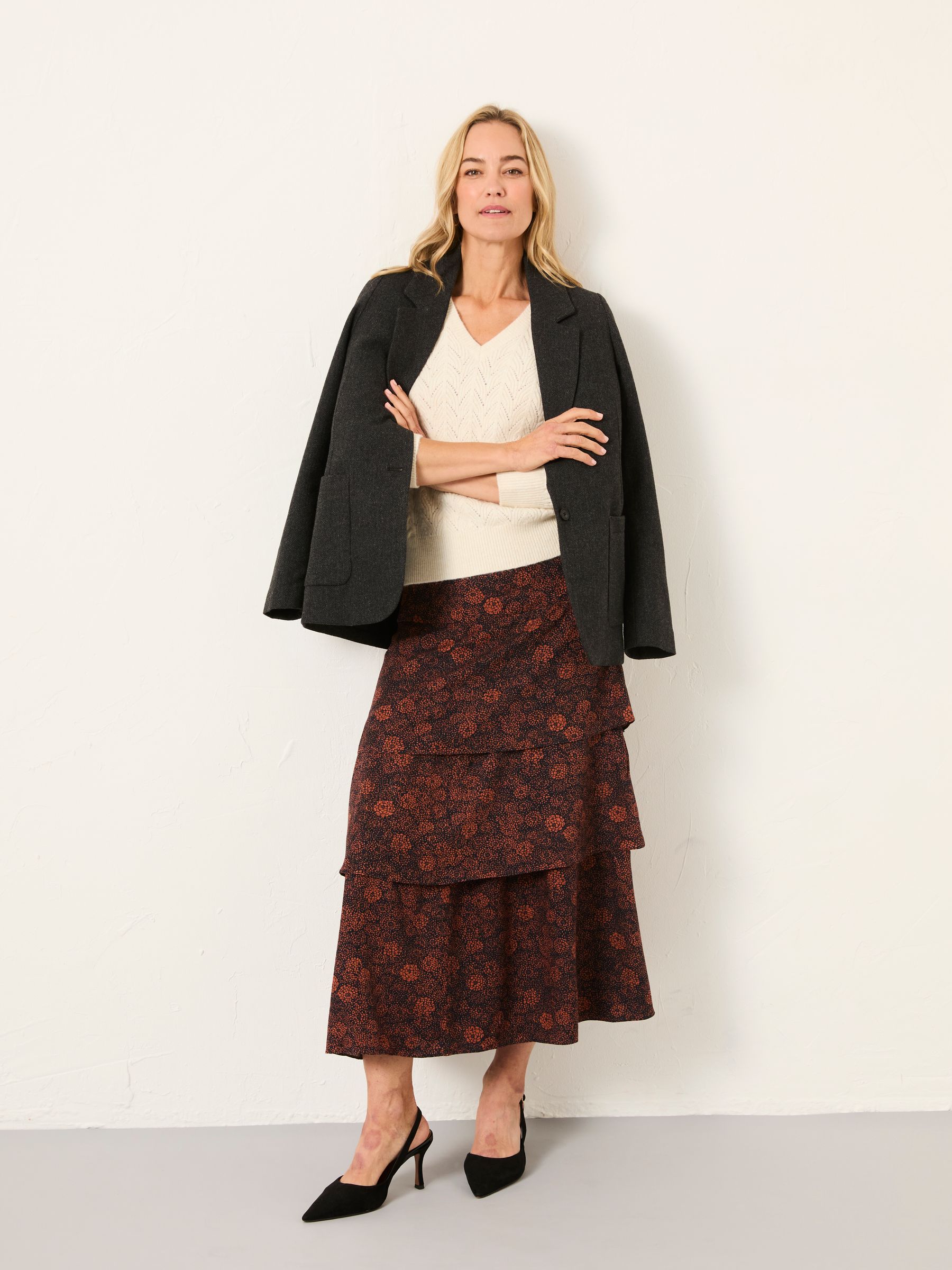 Tonia Black Circle Floral Midi Skirt - Image 3 of 6