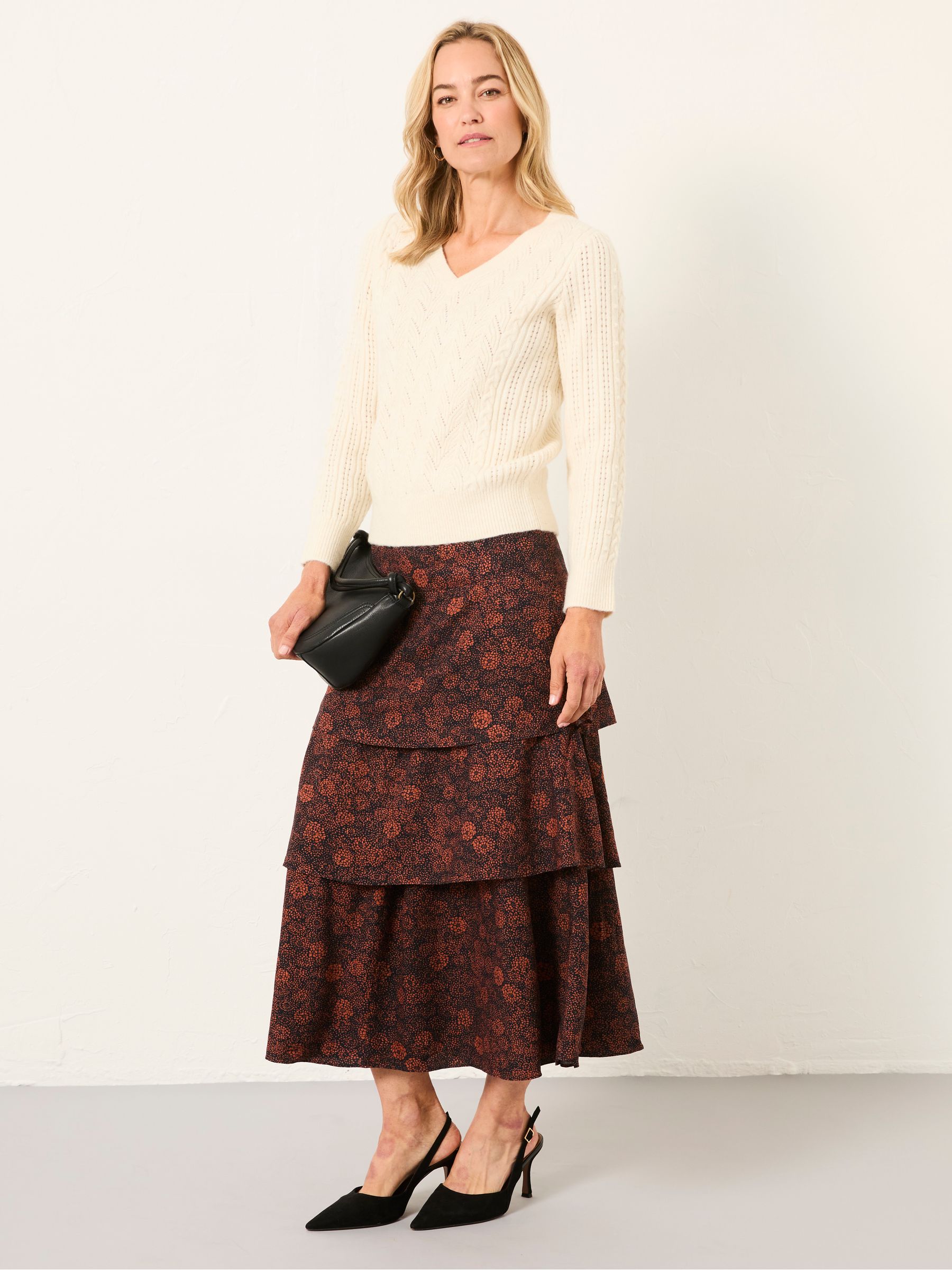 Tonia Black Circle Floral Midi Skirt - Image 4 of 6