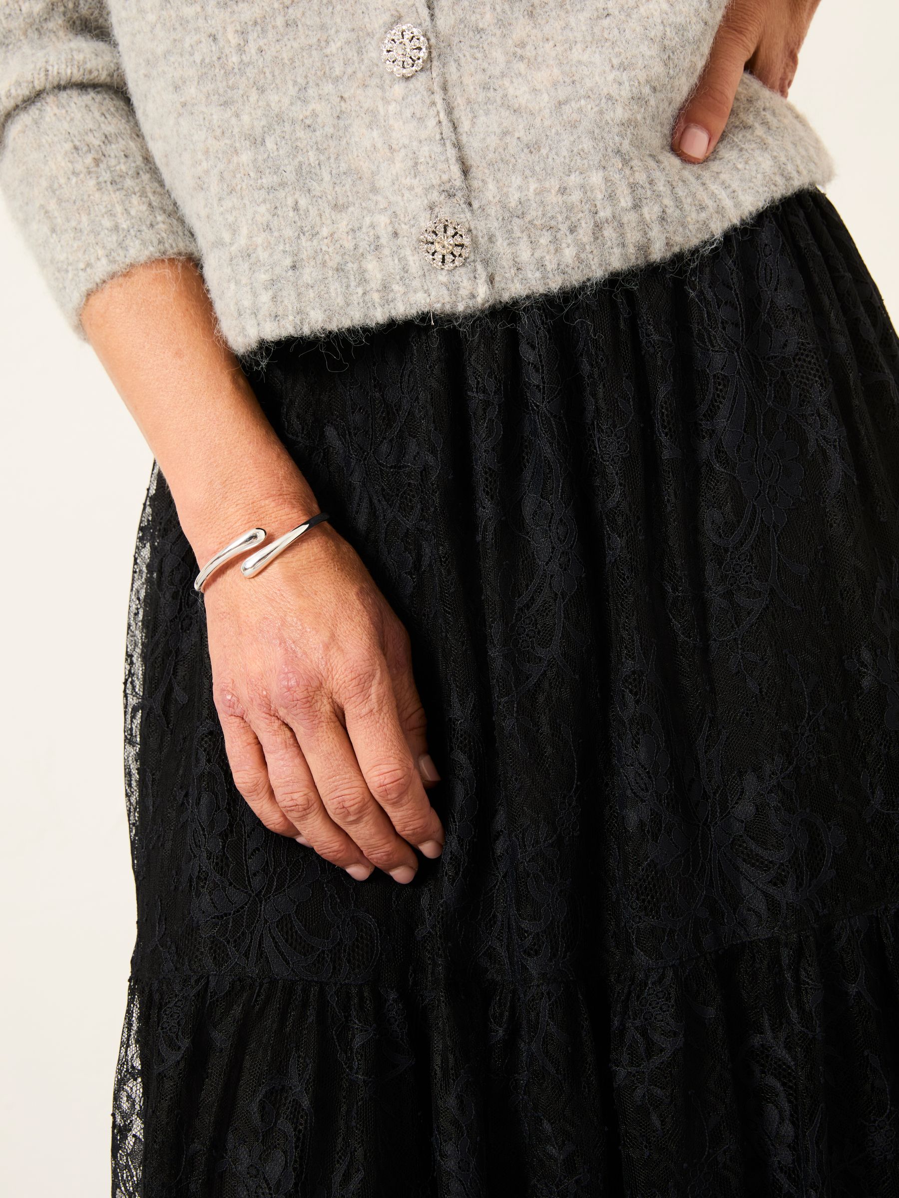 Annie Black Lace Midi Skirt - Image 3 of 5