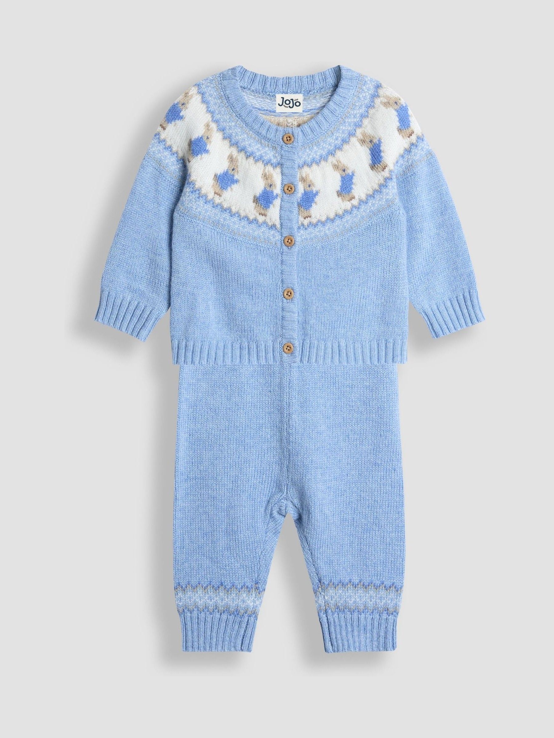 Blue Fairisle Knit Cardigan & Bottom Set - Image 1 of 6
