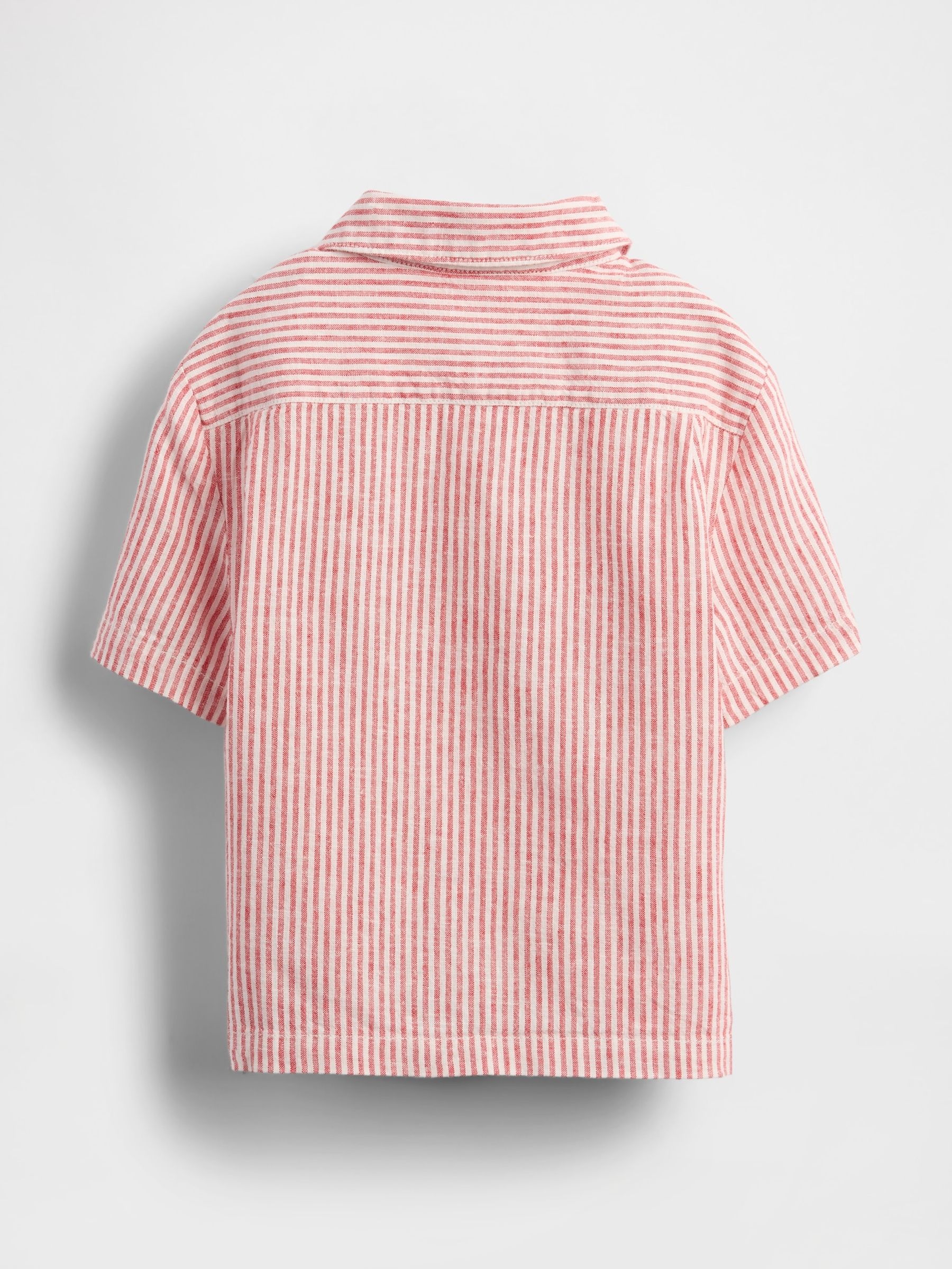 Red Stripe Brannan Bear Linen-Cotton Short Sleeve Shirt (6mths-5yrs) - Image 3 of 3