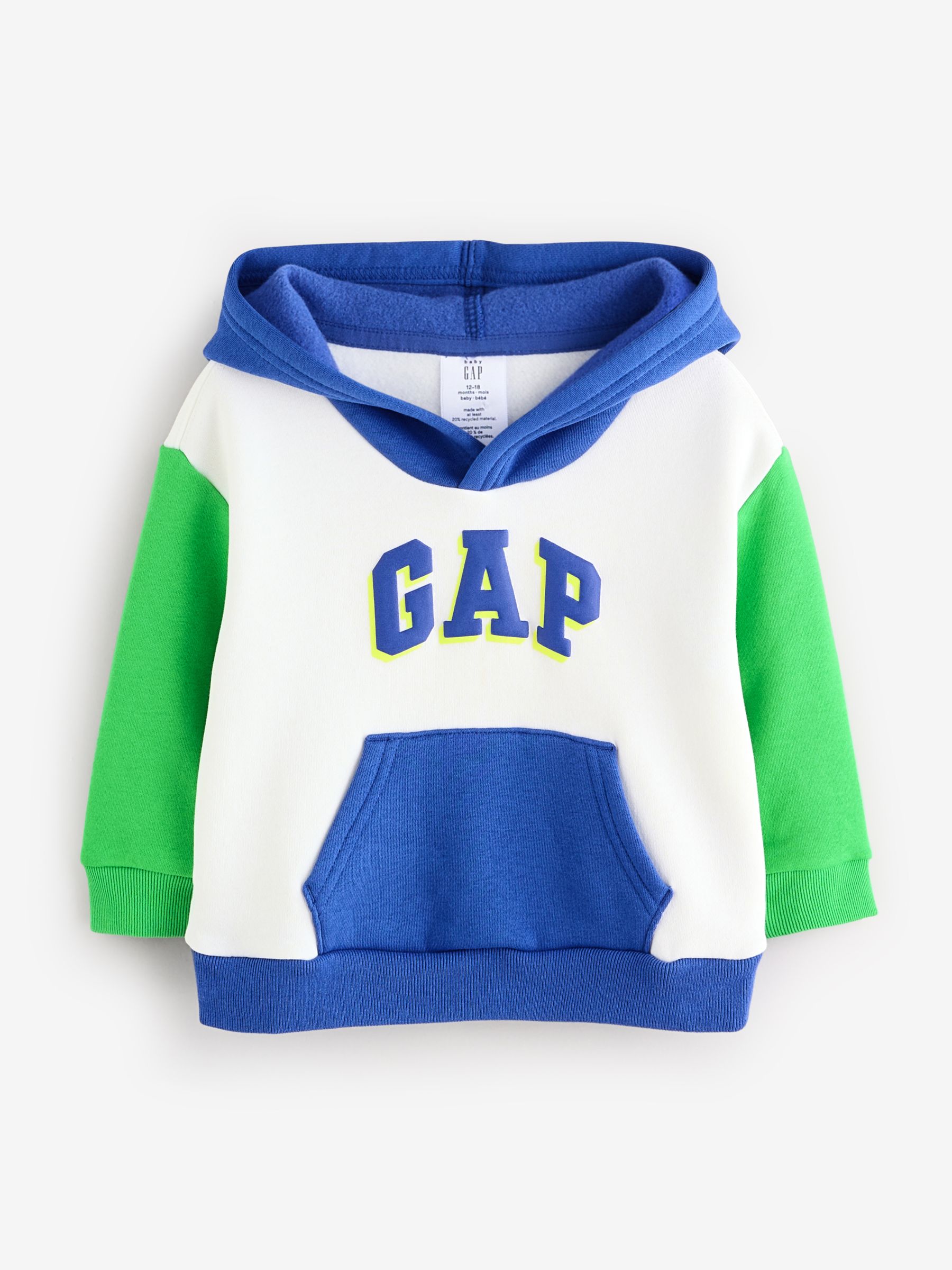 White/Blue Logo Colourblock Hoodie - Image 1 of 6